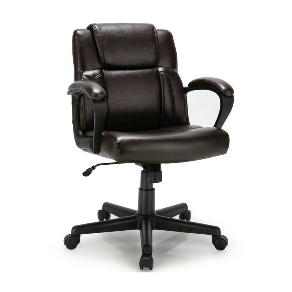 Alt View 8. Ecooso - Ergonomic PU Leather Computer Rolling Swivel Chair with Padded Armrest,The back of the chair can recline 40° (Brown) - Brown.