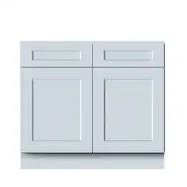 Boyel Living - 39in.W Dove BASE CABINET Fully assembled Cabinet with Two Drawers and Two MDF Doors Recessed Panel Shaker - Gray