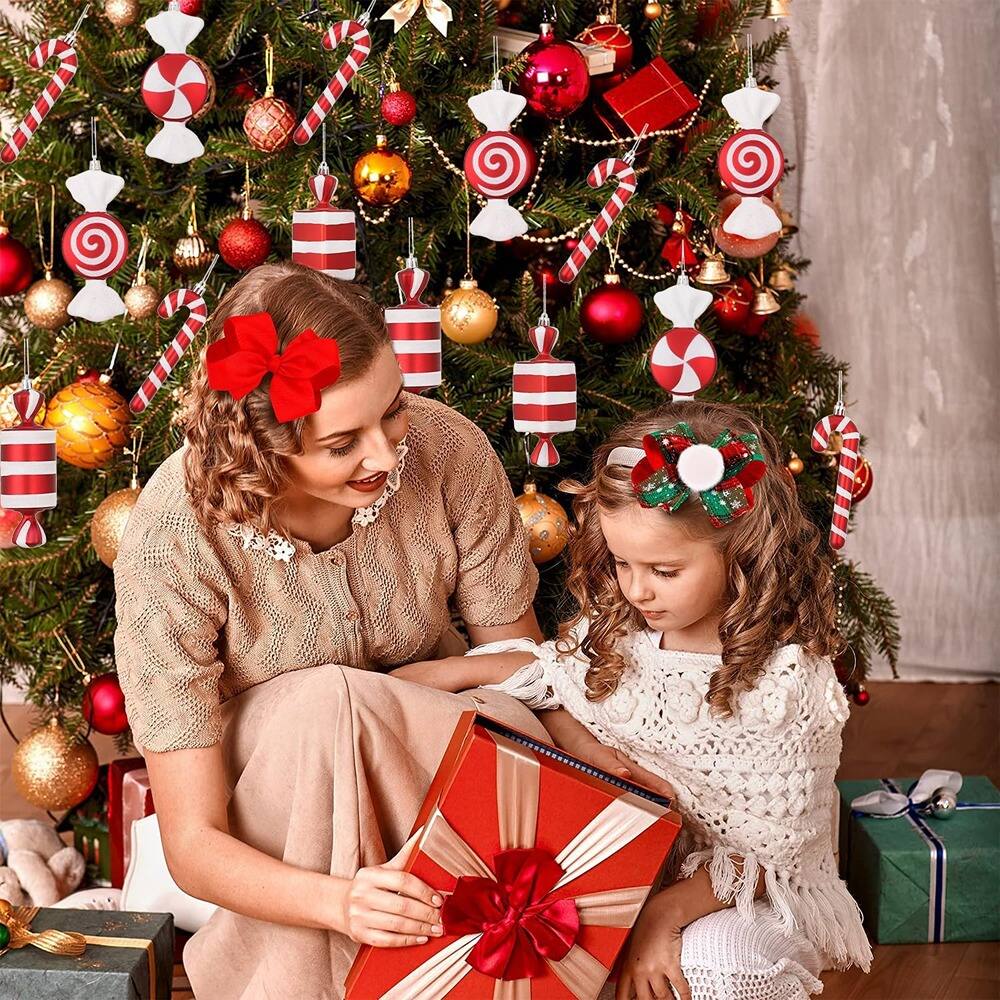 Alt View 1. PARKER SLATER - 14-Pc Red & White Candy Ball Ornaments – Christmas Tree & Home Decor - Colorful.