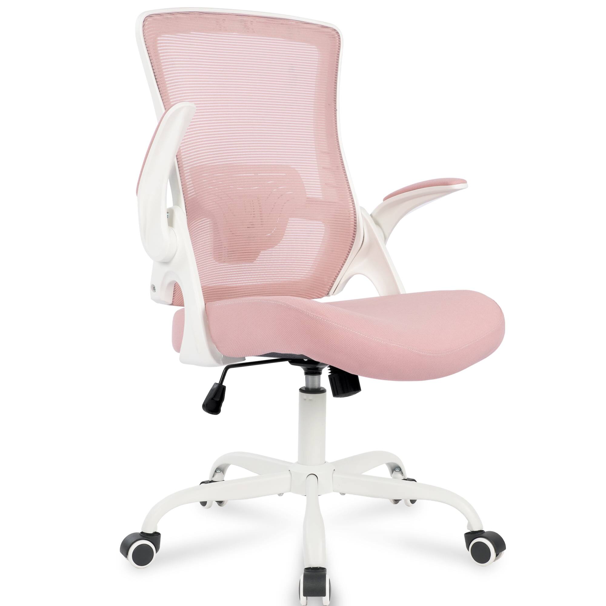 Alt View 3. Neo Chair - Ergonomic Office Chair, High-Back Mesh Computer Chair with Adjustable Height, Flip-Up Armrests & Lumbar Support - Steel Base-Pink.