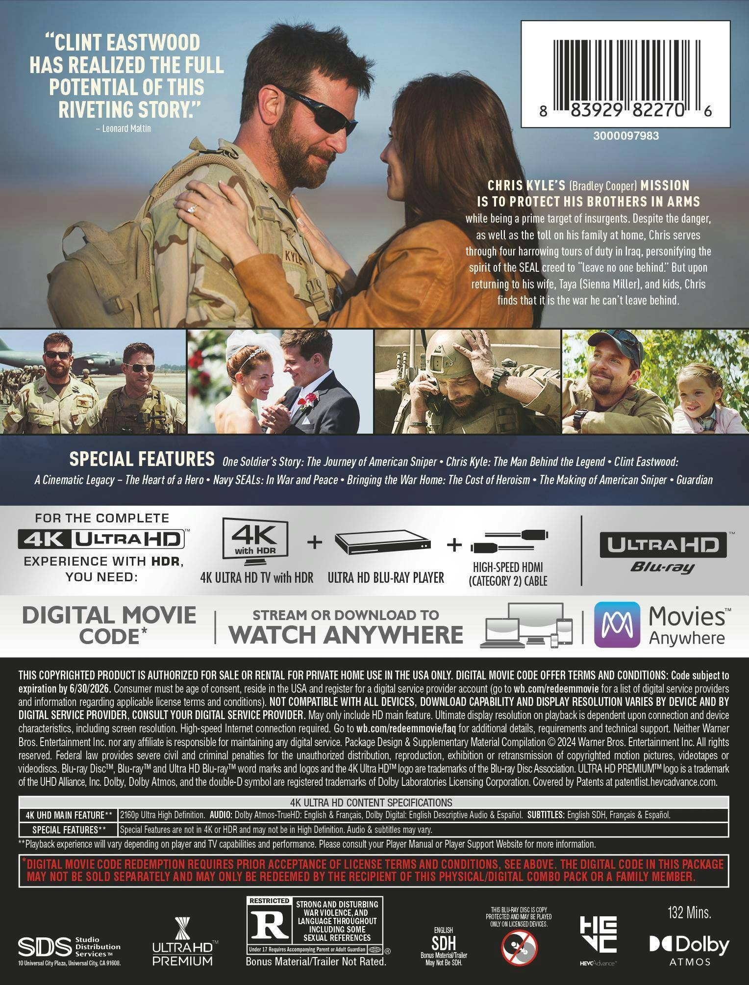 Back. American Sniper (Steelbook)   - 4K Blu-Ray.
