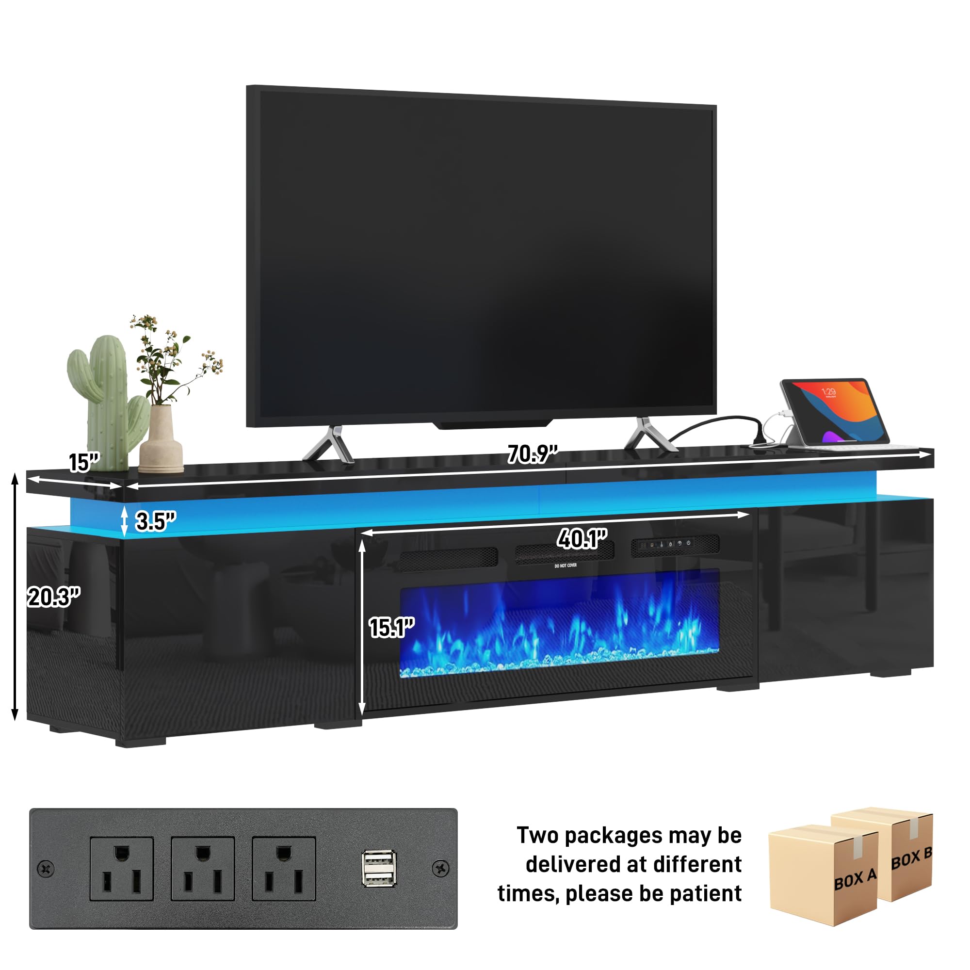 12" 15" 70.9" 3.5" 40.1" 20.3" 15.1"  
Two packages may be delivered at different times, please be patient  
BOX A BOX B