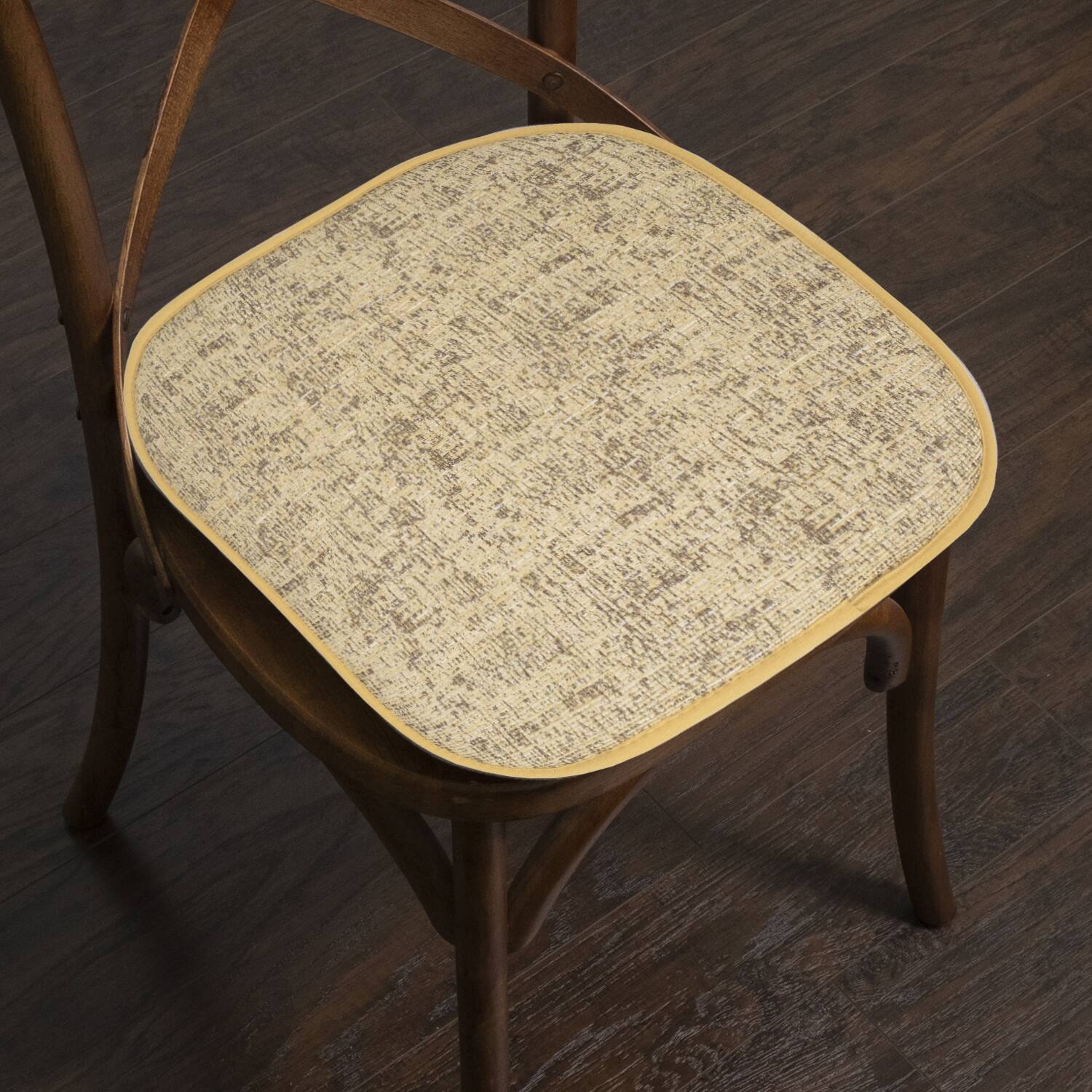 Left. Sweet Home Collection - Broadway Memory Foam No Slip Back 16" x 16" Chair Pad Cushion, 4-Pack - Camel/Brown.