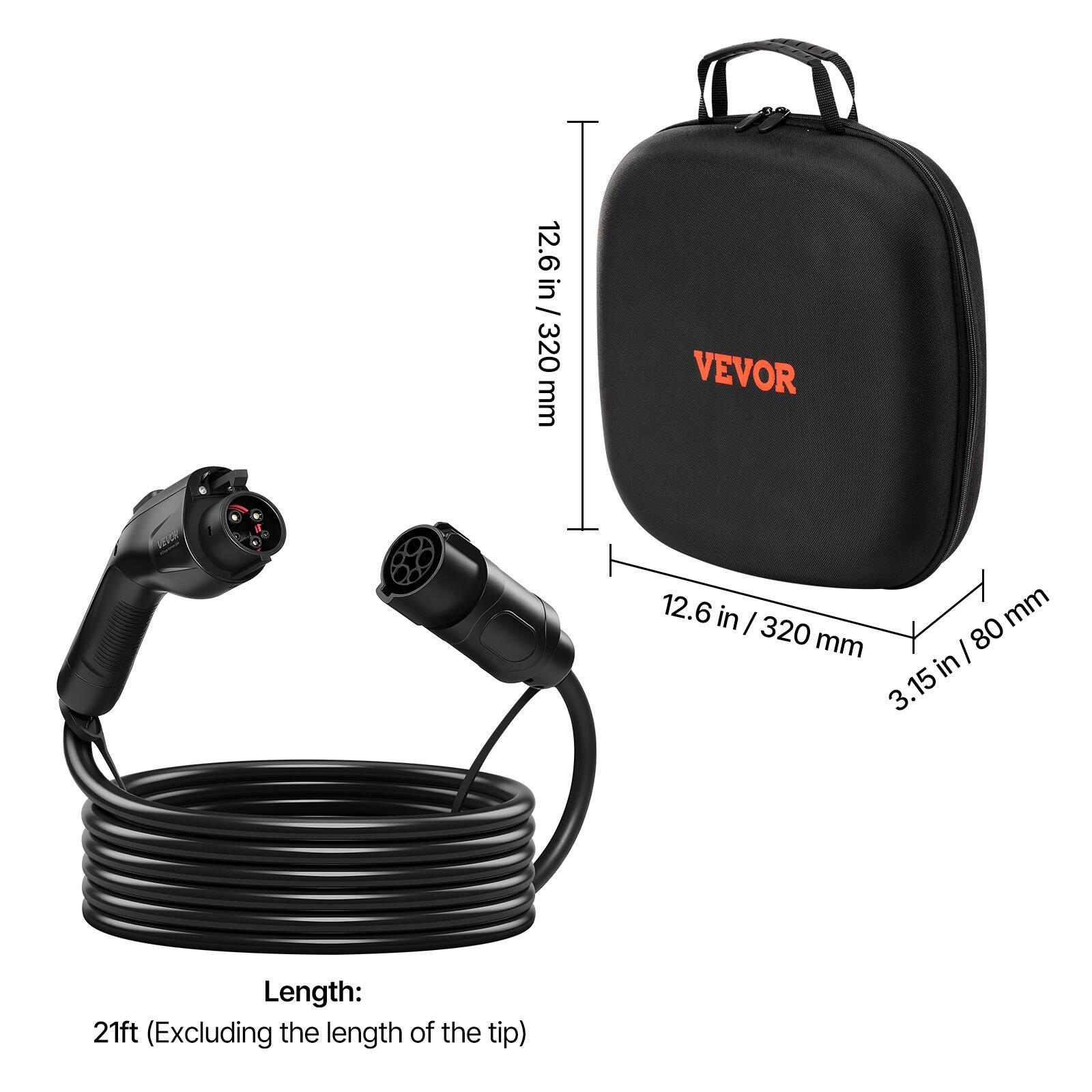 12.6 in / 320 mm  
VEVOR  
12.6 in / 320 mm  
3.15 in / 80 mm  

Length: 21ft (Excluding the length of the tip)