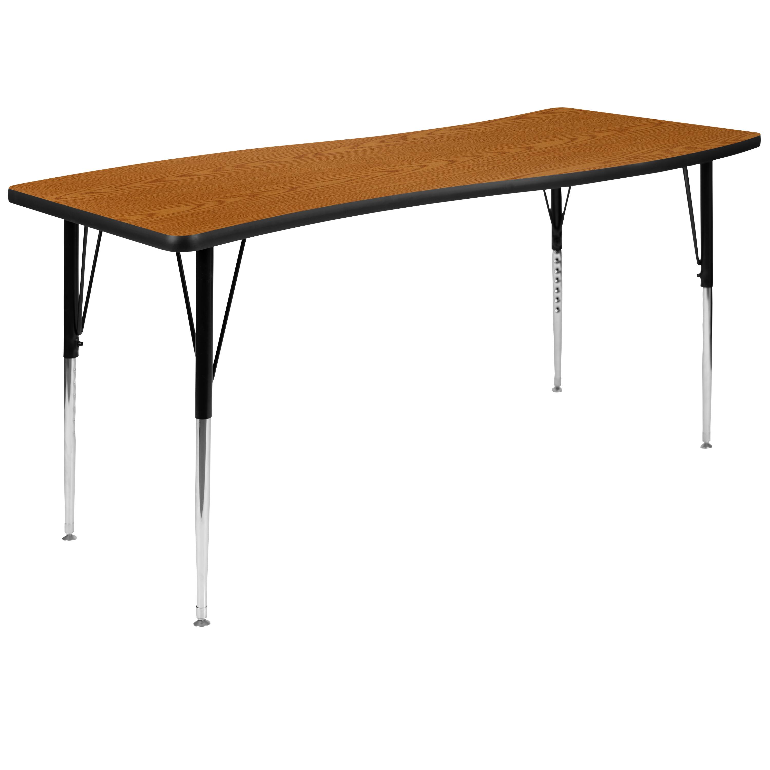"Emma + Oliver - 26""W x 60""L Rectangle Wave Flexible Collaborative Adjustable Height Activity Table - Oak" price history on PriceWatchPro
