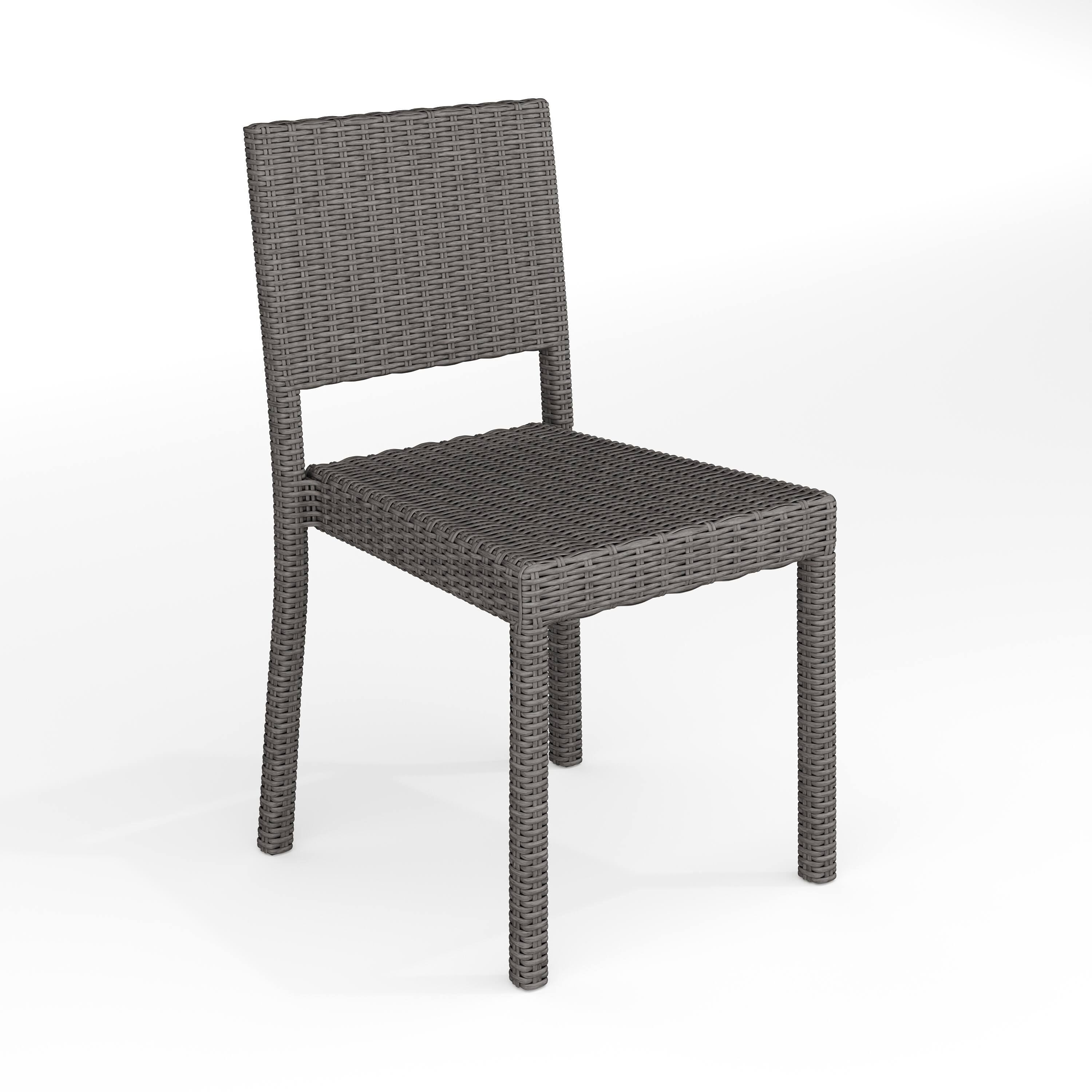 Front. Martha Stewart - Bedford Outdoor Rattan Wicker Stackable Side Dining Chair - Gray.