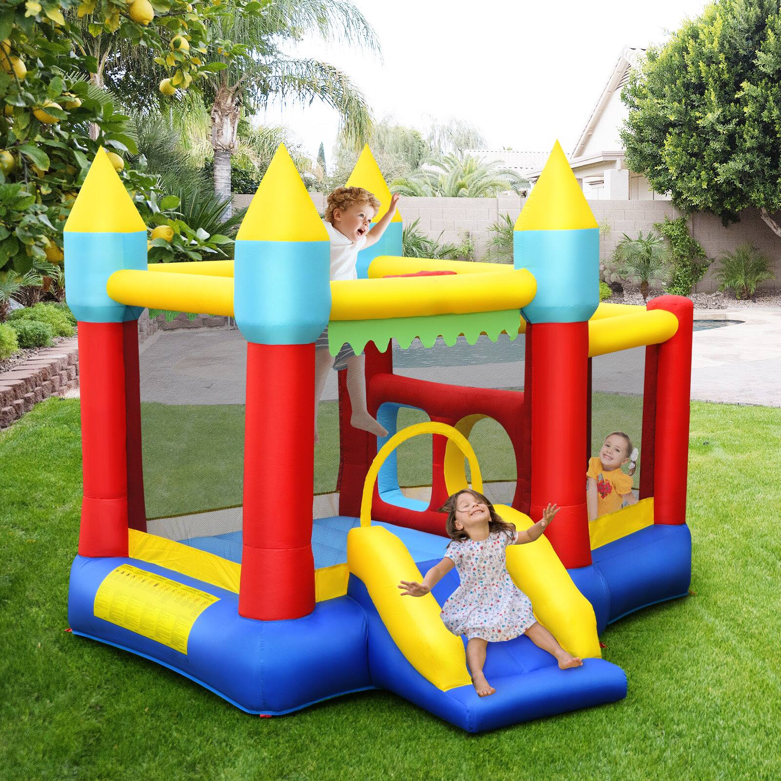 Alt View 1. Ecooso - Kids Inflatable Bounce House with Slide, No Blower.