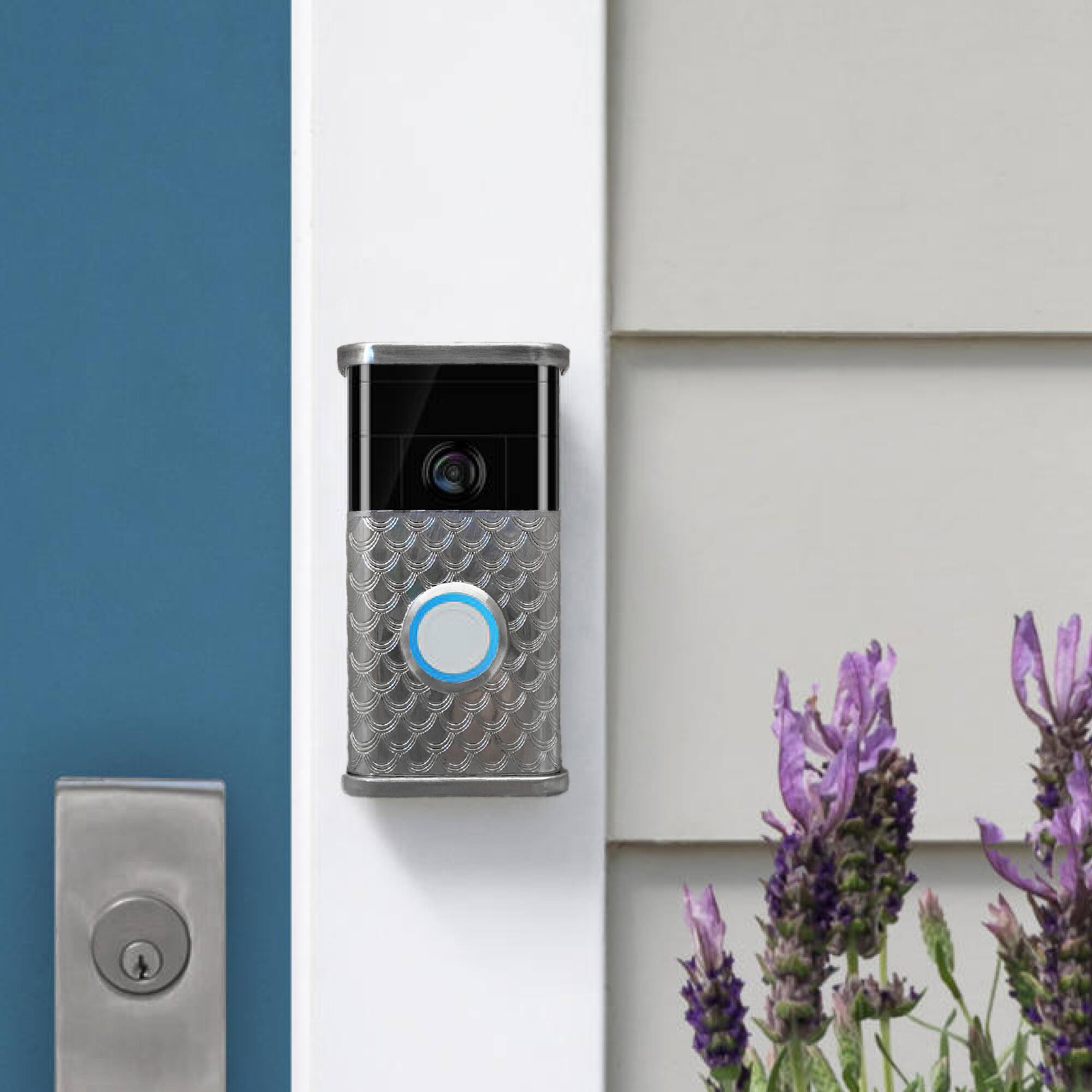 Alt View 3. Michael Healy - Scales Video Doorbell Cover (Ring 2nd Gen) - Nickel Silver.