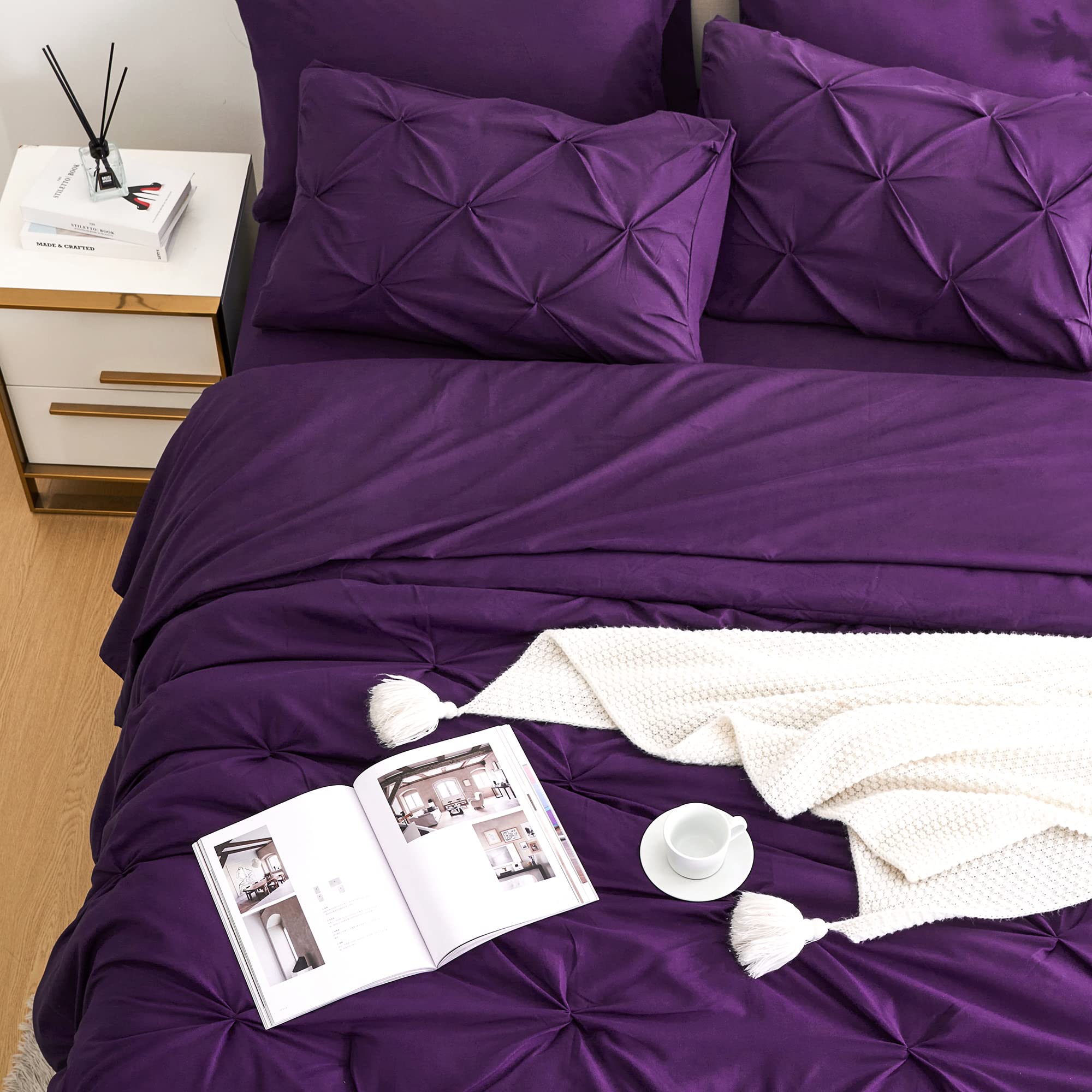Alt View 3. NICHOLAS KLEIN - Comforter Set Queen Sheets Pintuck Bedding Comforters Bed In A Bag For All Season Pinched Pleat Queen - Lavender Purple Queen.