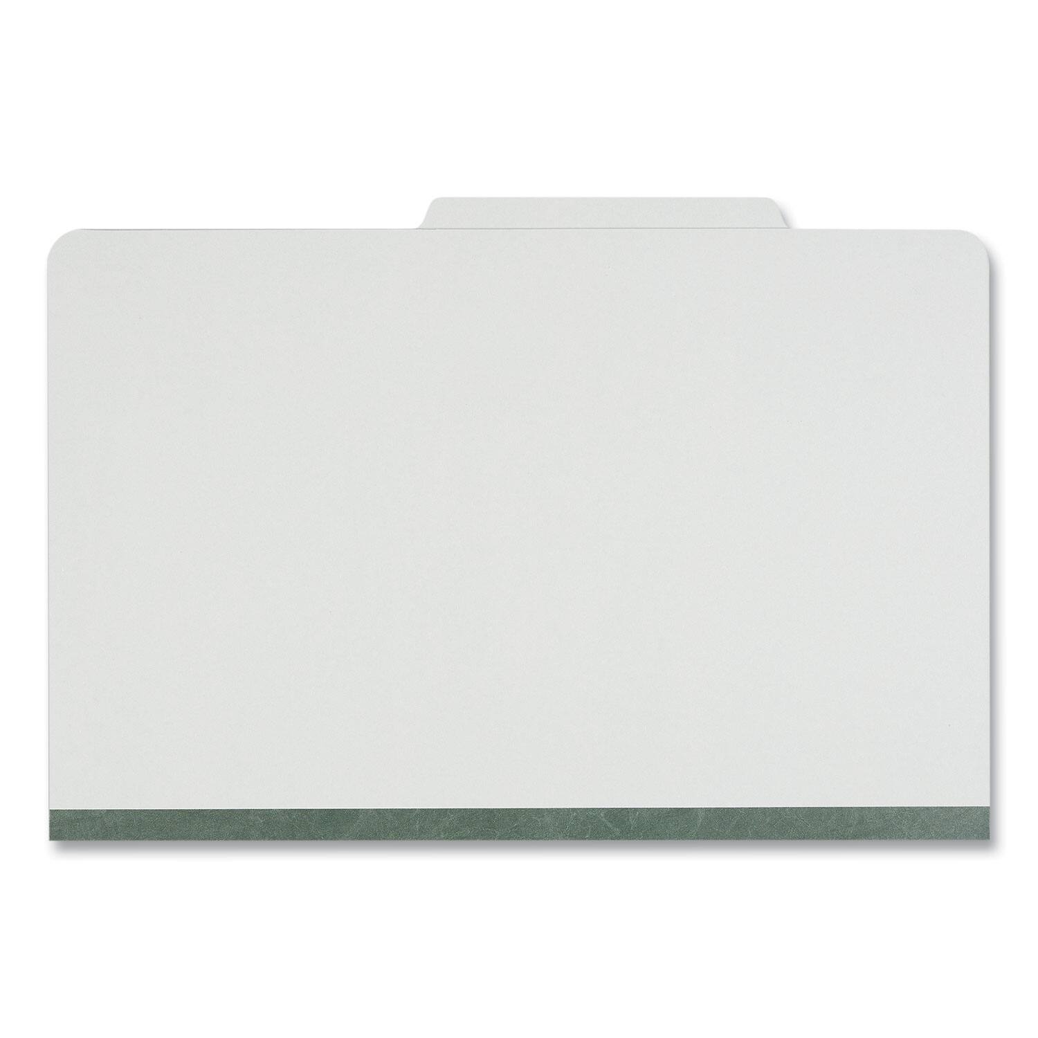 Left. Universal - Four-Section Pressboard Classification Folders, 2" Expansion, 1 Divider, 4 Fasteners, Legal Size, Gray Exterior, 10/Box.