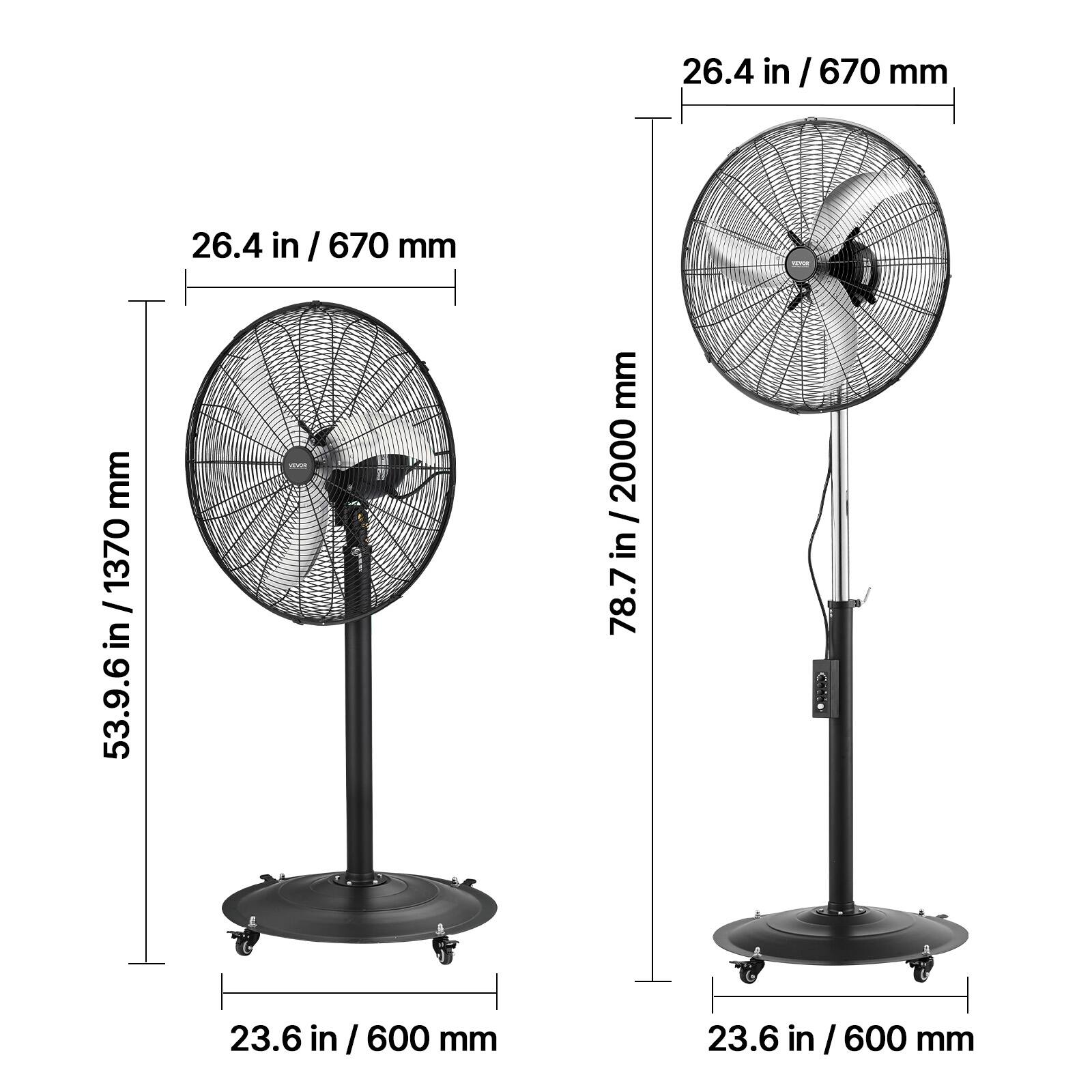 26.4 in / 670 mm  
53.9 in / 1370 mm  
78.7 in / 2000 mm  
23.6 in / 600 mm