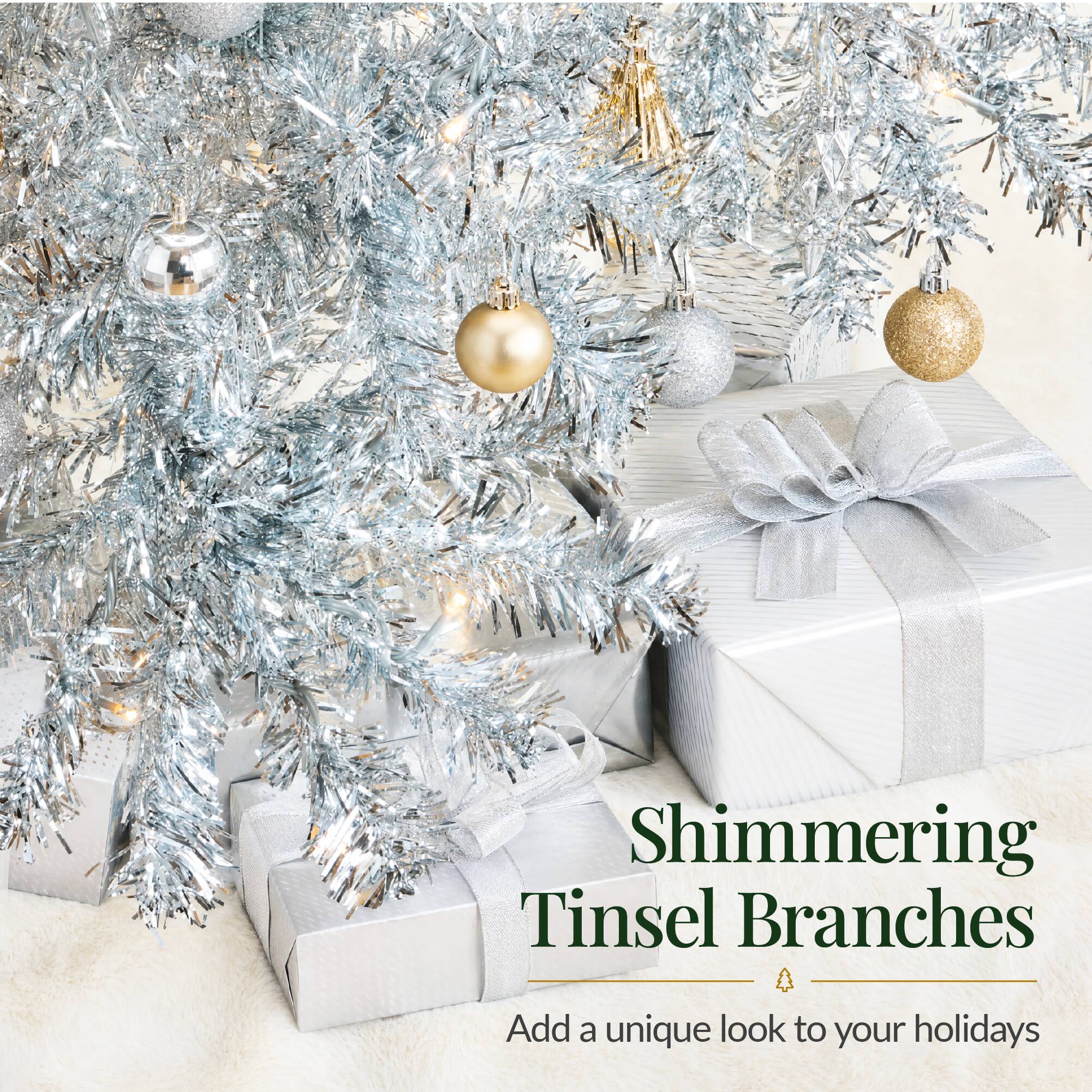 Shimmering Tinsel Branches  
Add a unique look to your holidays