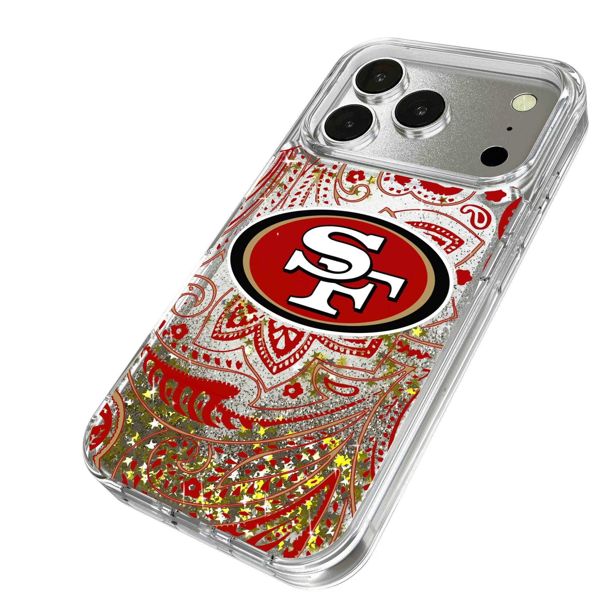 Alt View 1. Keyscaper - San Francisco 49ers iPhone Paisley Design Glitter Case - 16 Pro - Multicolor.