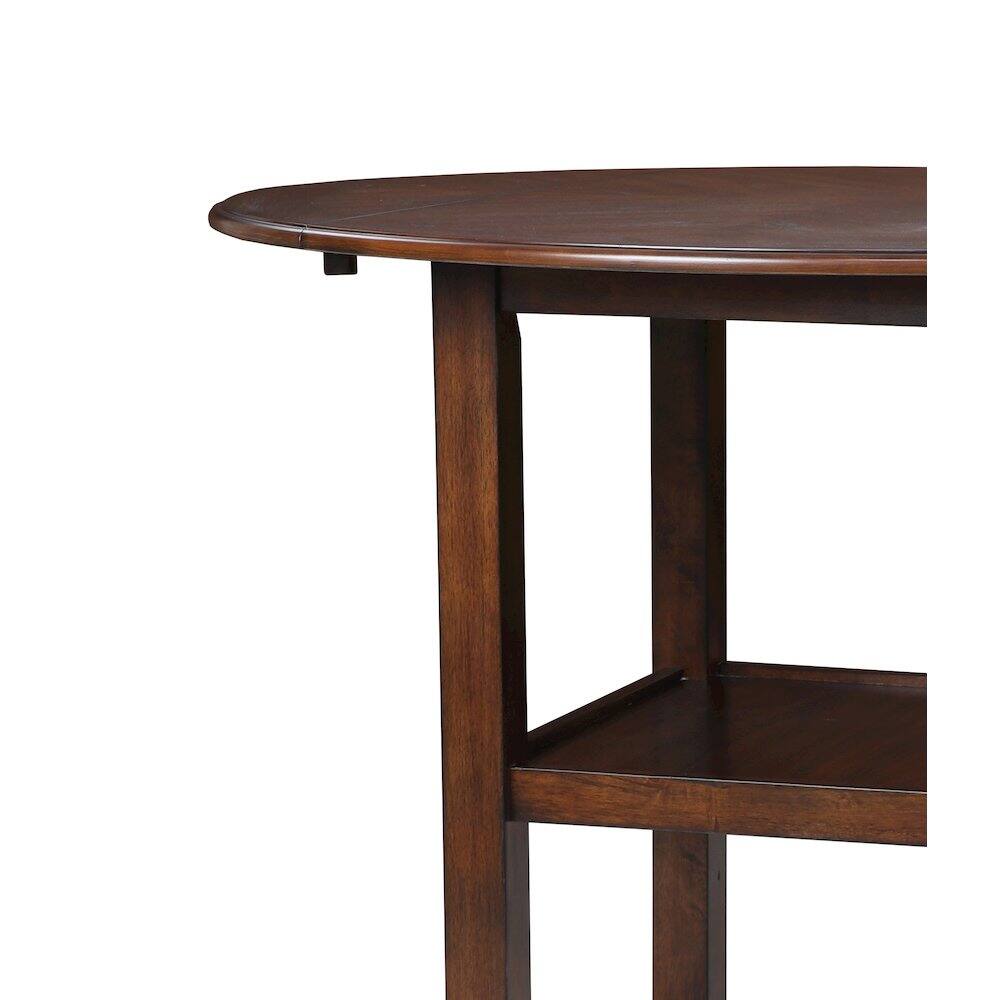 Back. New Classic Furniture - Gia 3-Piece 42" Wood Counter Drop Leaf Table Set - Red.