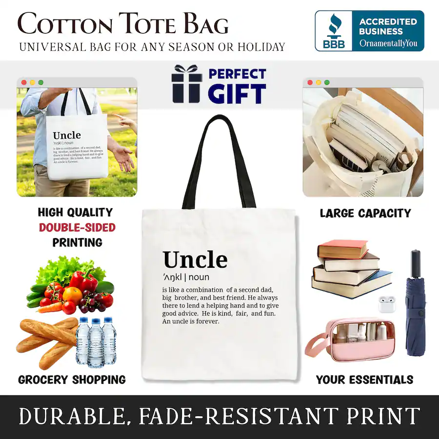 OrnamentallyYou Uncle Definition Canvas Tote Bag, Funny Family Gift ...
