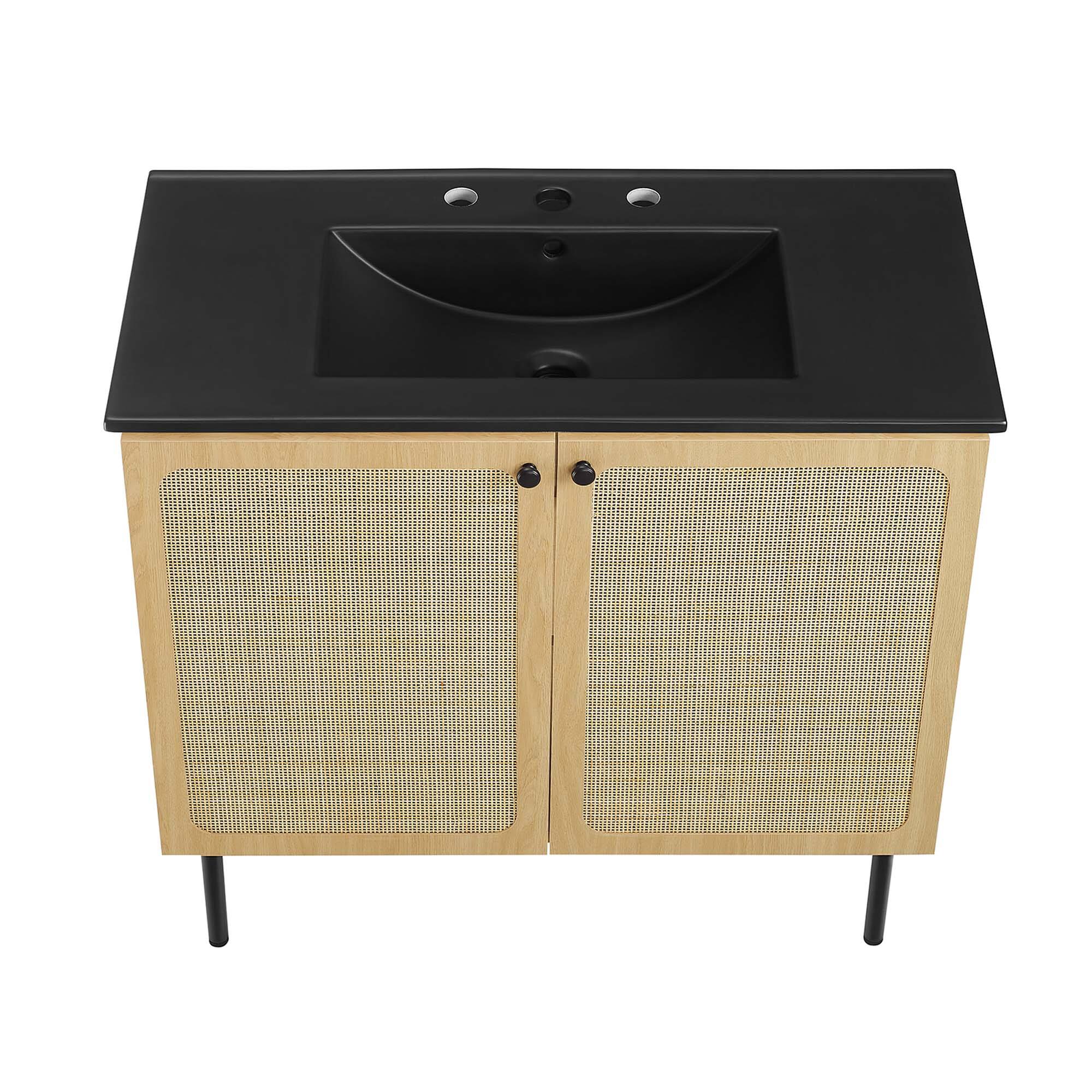Alt View 10. Modway - Chaucer Bathroom Vanity with Black Basin Included by Modway - Oak Black.