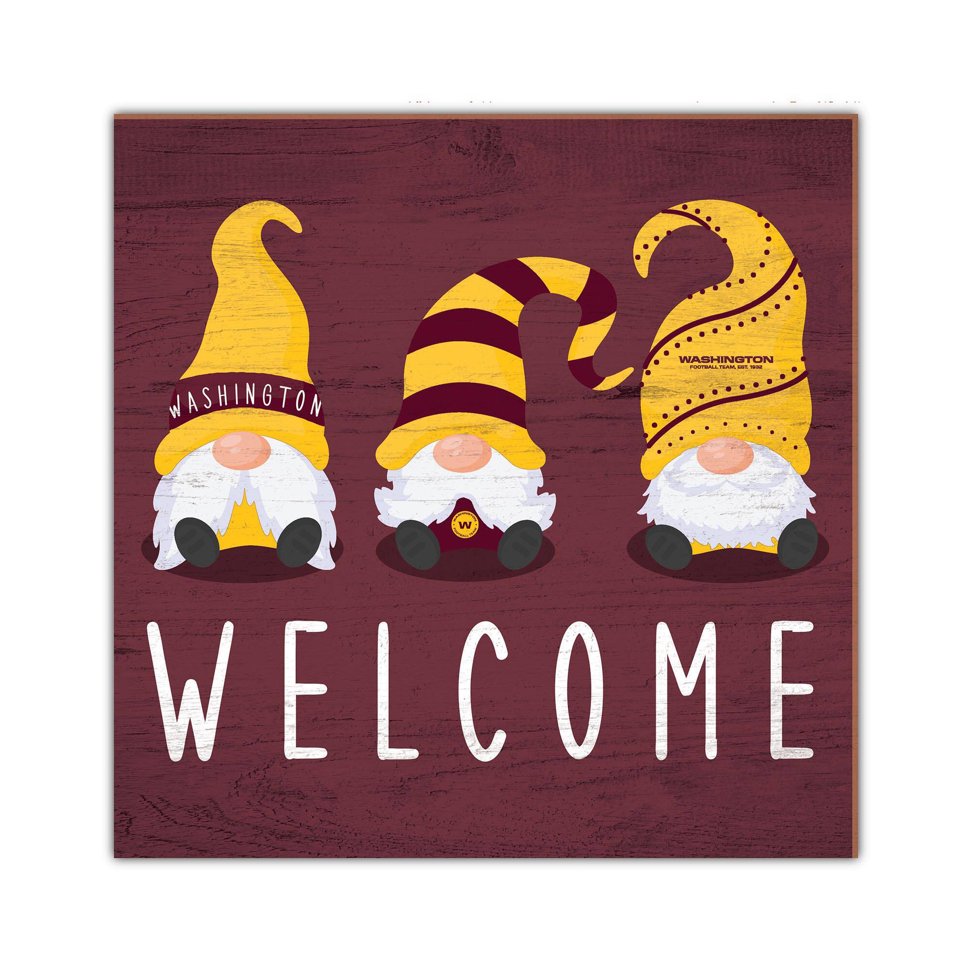 Washington Commanders 10'' x 10'' Welcome Gnomes Sign