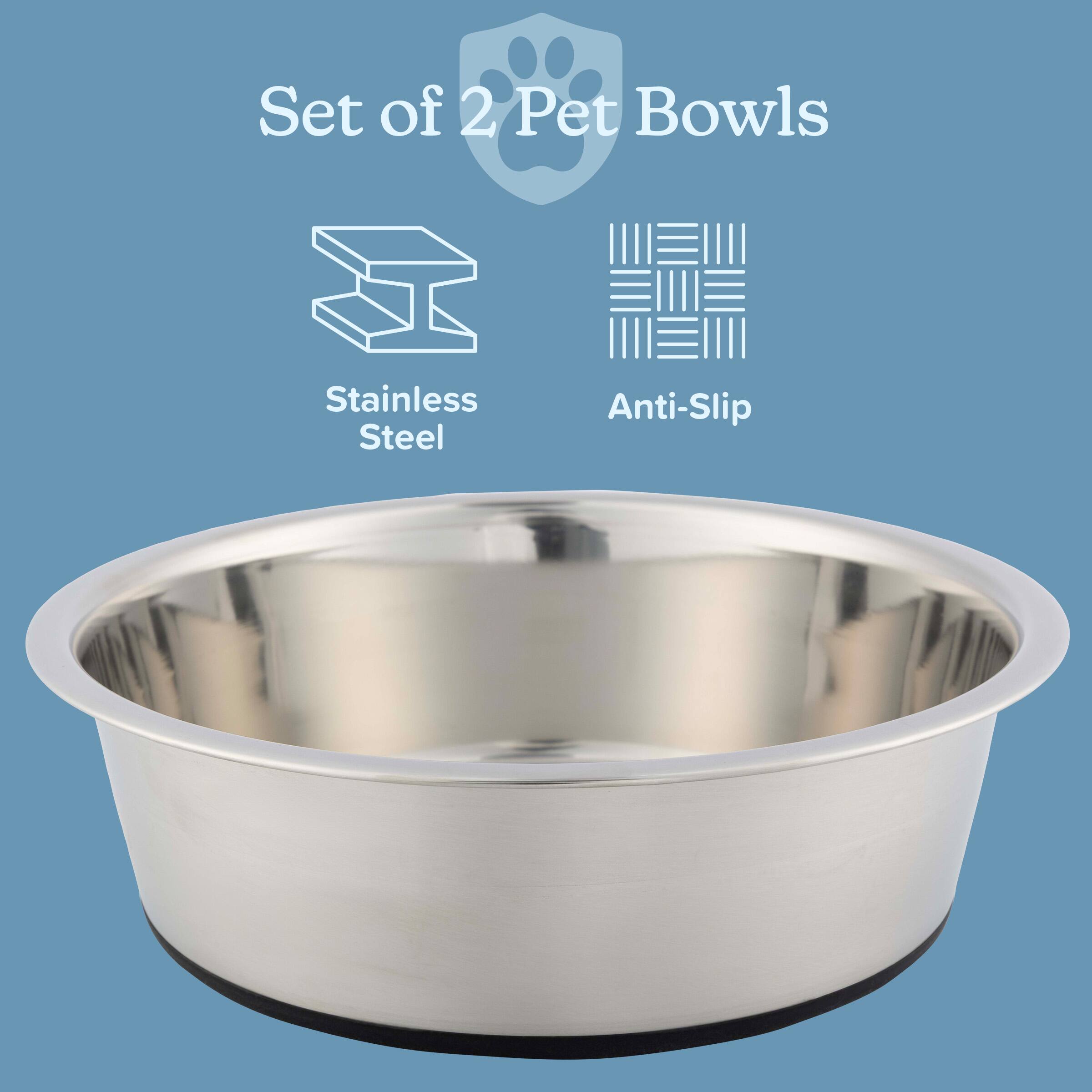 Set of 2 Pet Bowls  
Stainless Steel  
Anti-Slip