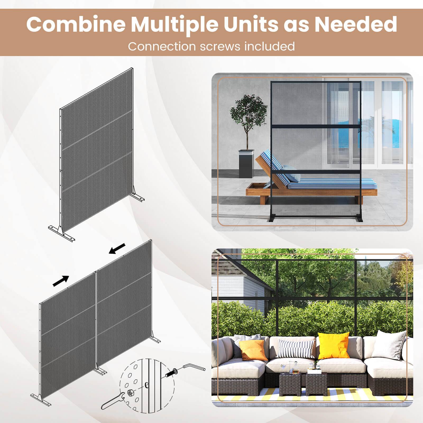 Combine Multiple Units as Needed  
Connection screws included