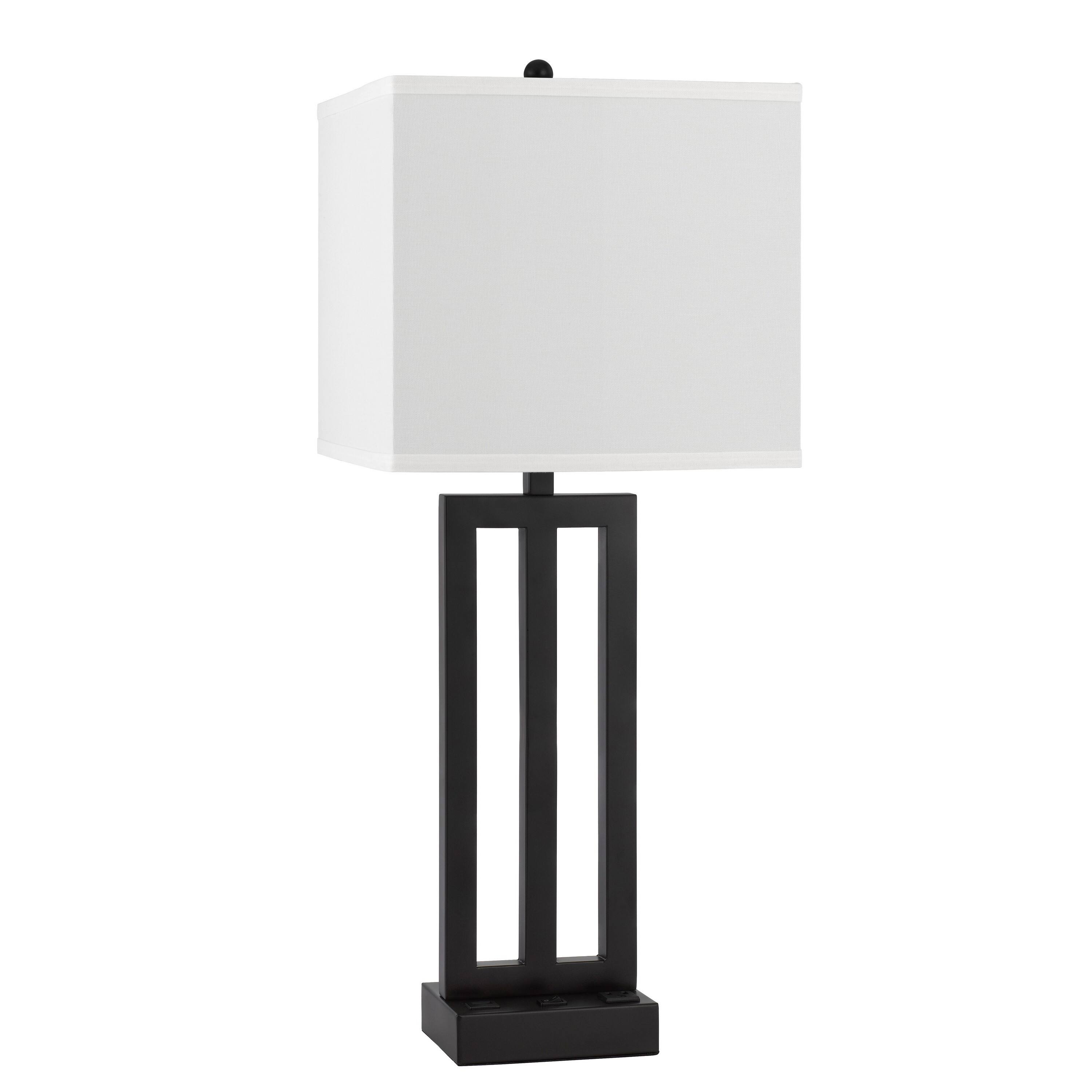 Angle. Manhattan Lane - Haney Table Lamp, 1 Outlet, USB Port, Slim Keyhole Base 30 Inch - Bronze, White.