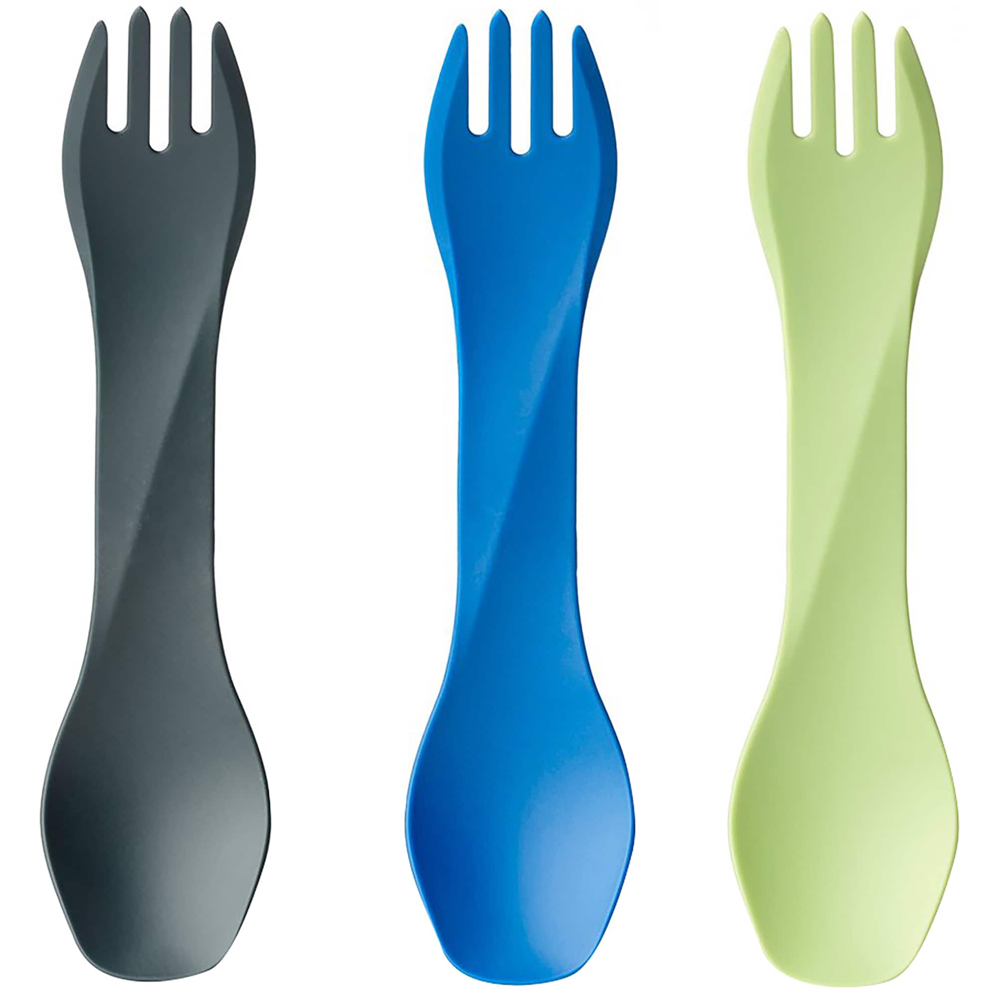 Humangear - Uno Kid's Travel Utensil 3-Pack - Blue/Gray/Green
