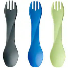 Humangear - Uno Travel Utensil 3-Pack - Blue/Gray/Green