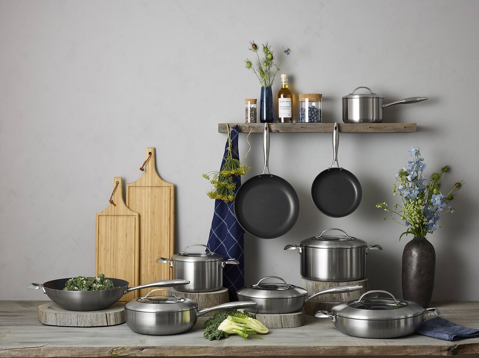 Alt View 4. Scanpan - CTX 10-Piece Deluxe Cookware Set, Stainless Steel - Silver.