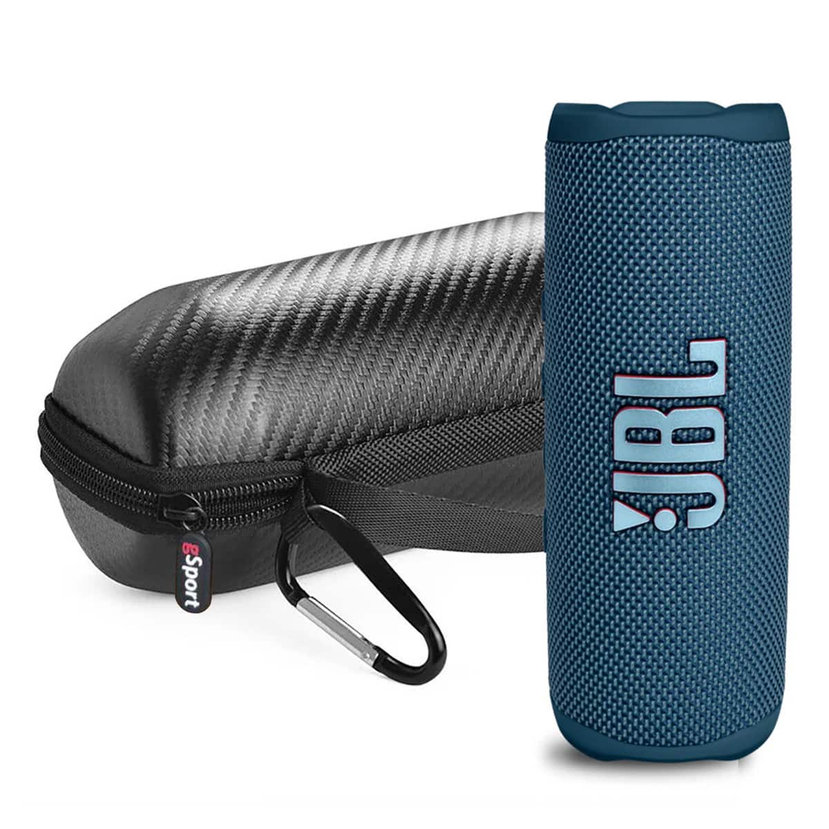 JBL - Flip 6 Waterproof Portable Speaker with gSport Carbon Fiber Case - Blue