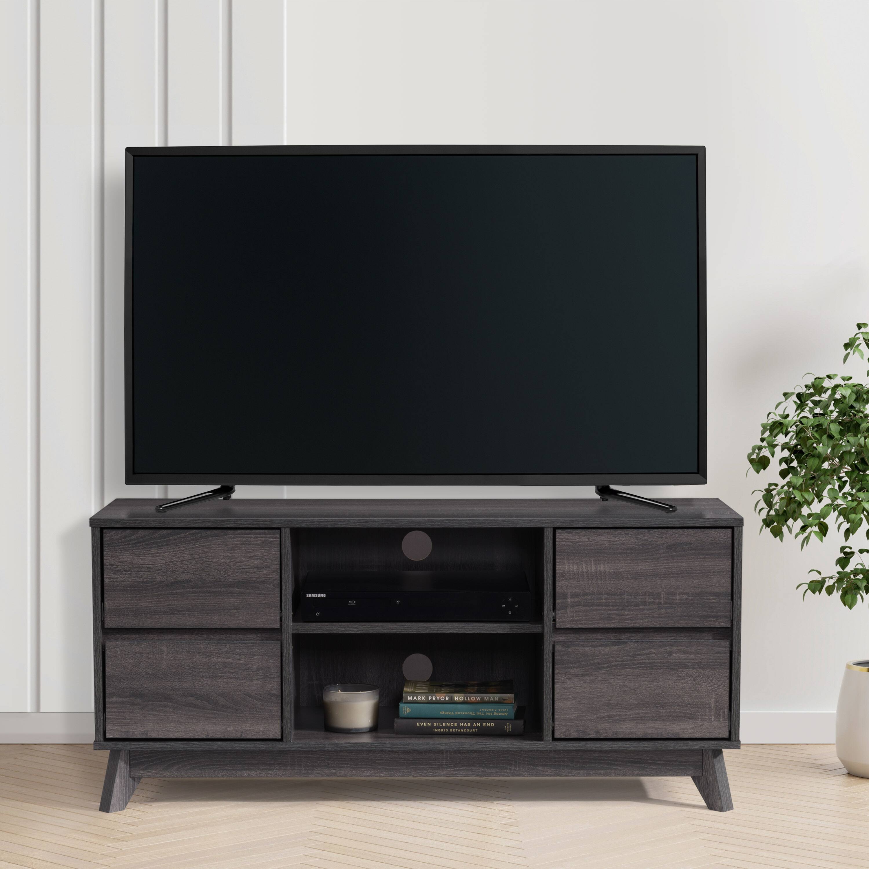 Left. CorLiving - Hollywood Wood Grain TV Stand with Drawers for Most TVs up to 55" - Dark Grey.