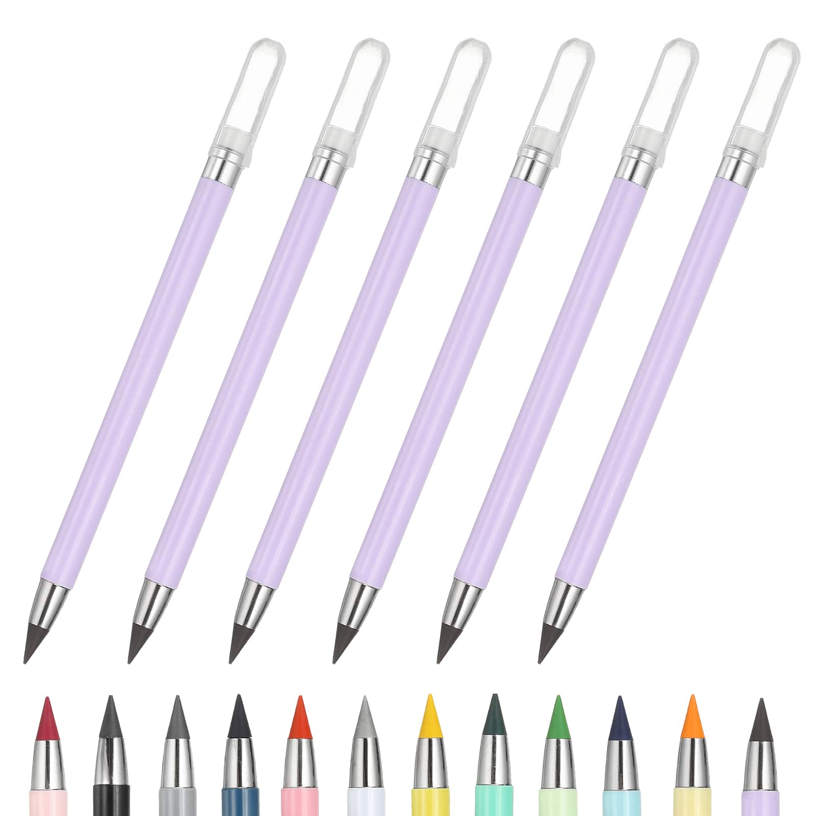Unique Bargains - Eternal Pencil, 6pcs Mech Sharpened Metal Pencils Set for Coloring, Sketch Drawing, Writing - Purple price history on PriceWatchPro
