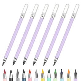Unique Bargains - Eternal Pencil, 6pcs Mech Sharpened Metal Pencils Set for Coloring, Sketch Drawing, Writing - Purple