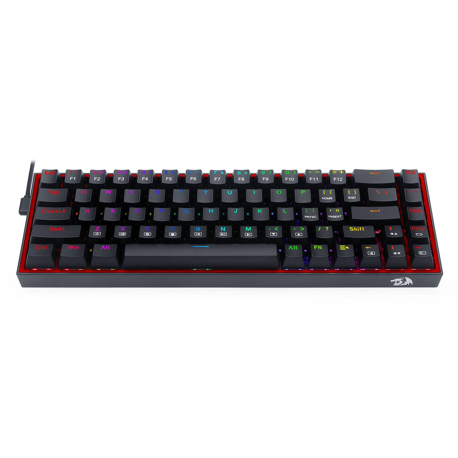 Alt View 11. REDRAGON - K631-RGB 65% Wired Mechanical Red Switch Gaming Keyboard with RGB Backlighting - Black.