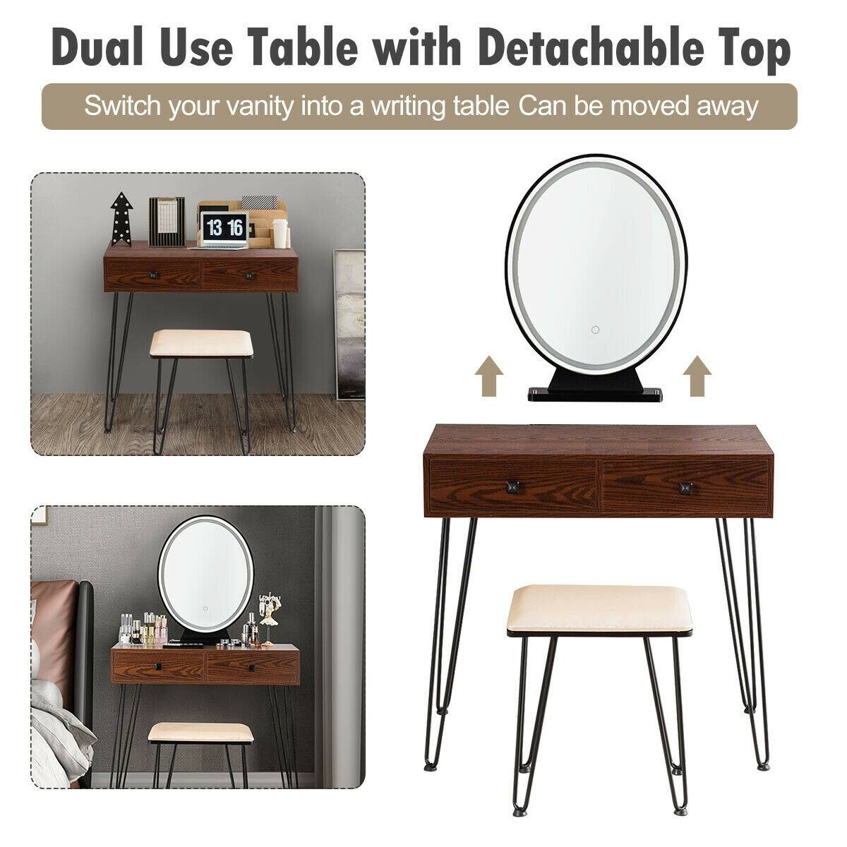 Dual Use Table with Detachable Top
Switch your vanity into a writing table
Can be moved away