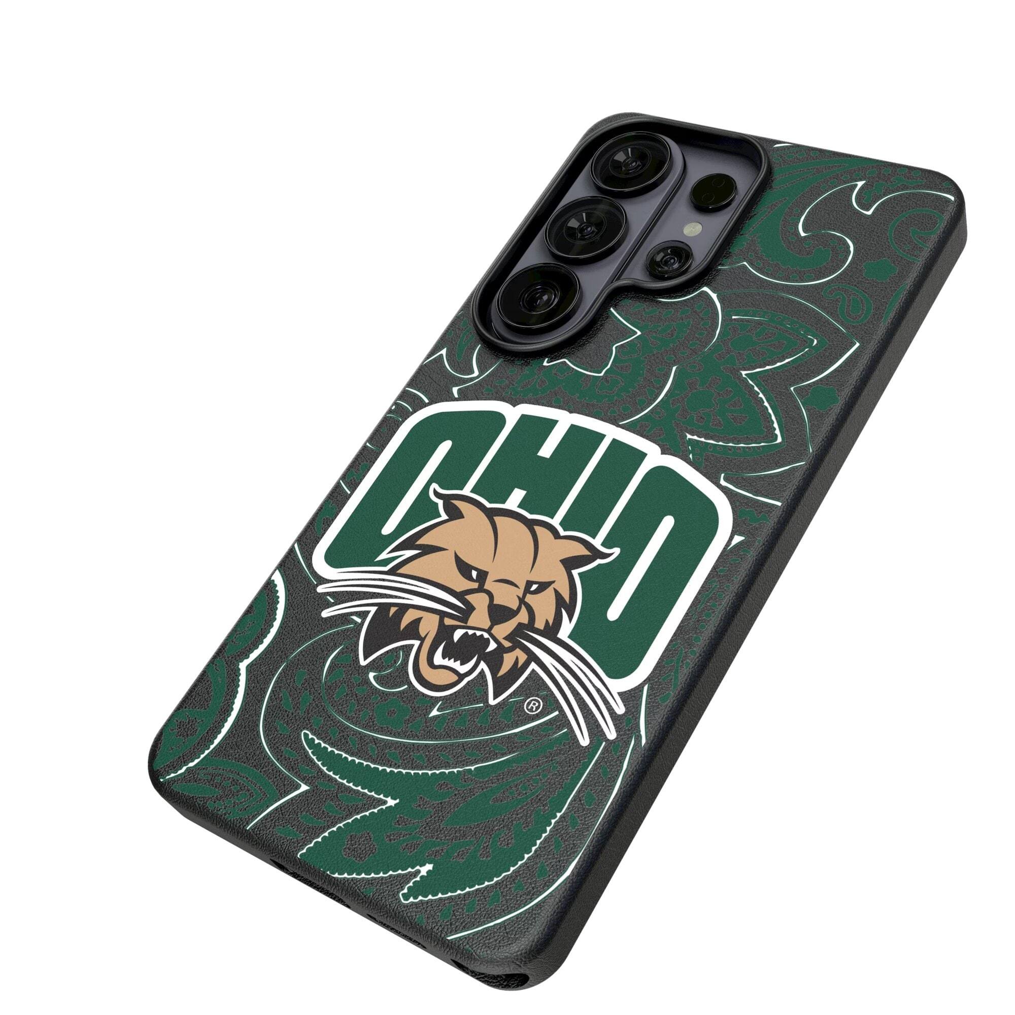 Alt View 1. Keyscaper - Ohio Bobcats Paisley Galaxy Magnetic Bump Case - S24 Ultra - Black.