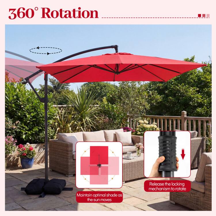 360° Rotation

Maintain optimal shade as the sun moves

Release the locking mechanism to rotate