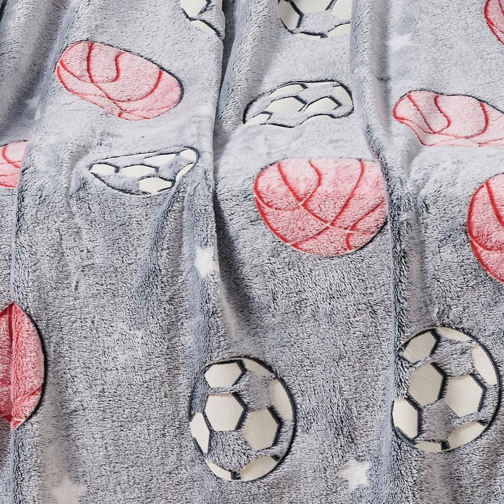 Alt View 1. Noble House - Plazatex All Star Soft & Cozy Glow in the Dark Throw Blanket Ideal for Bedroom & Living Room Decor 50"x60" Grey - Grey.