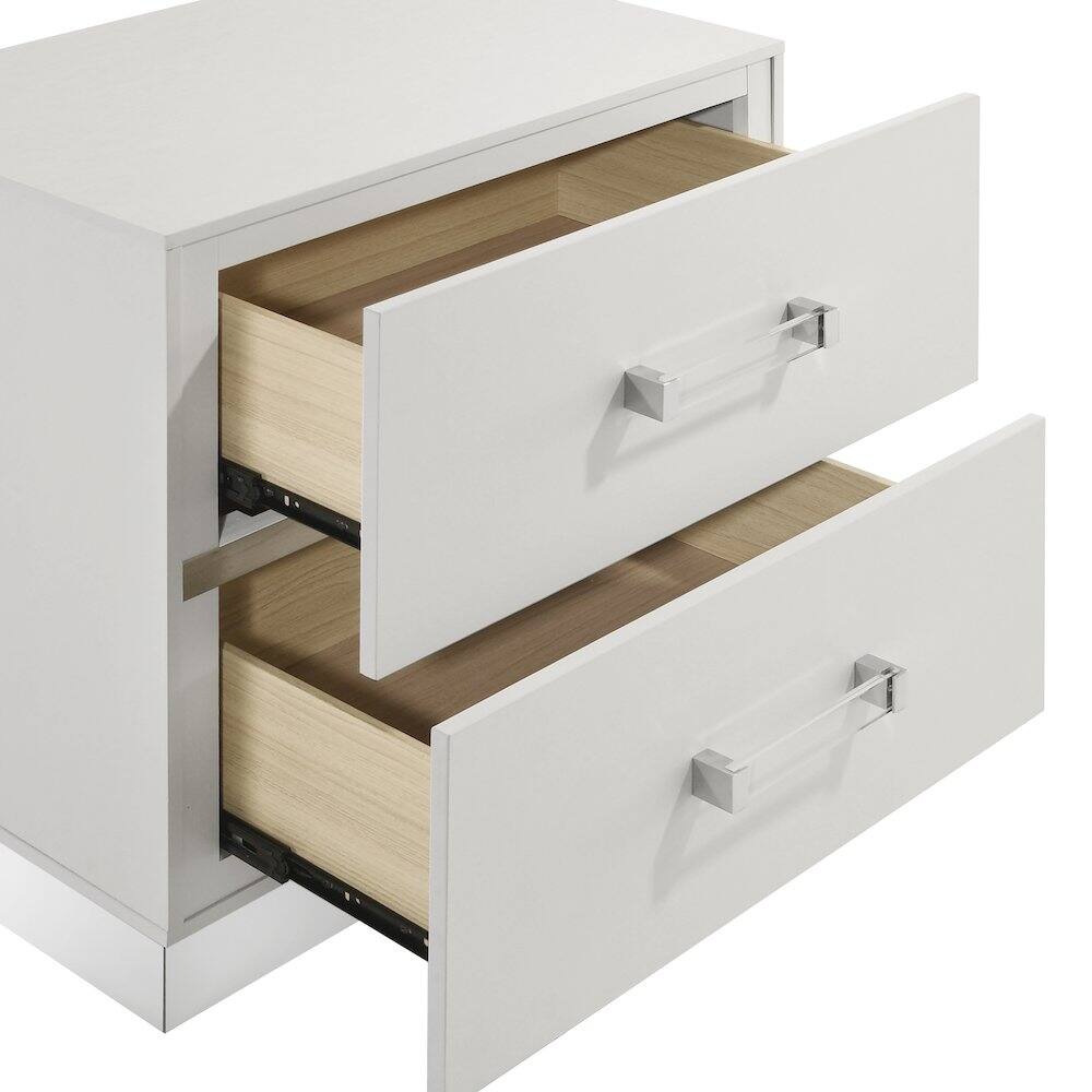 Alt View 4. New Classic Furniture - Europa Wood 2 Nightstand with Panels - White.