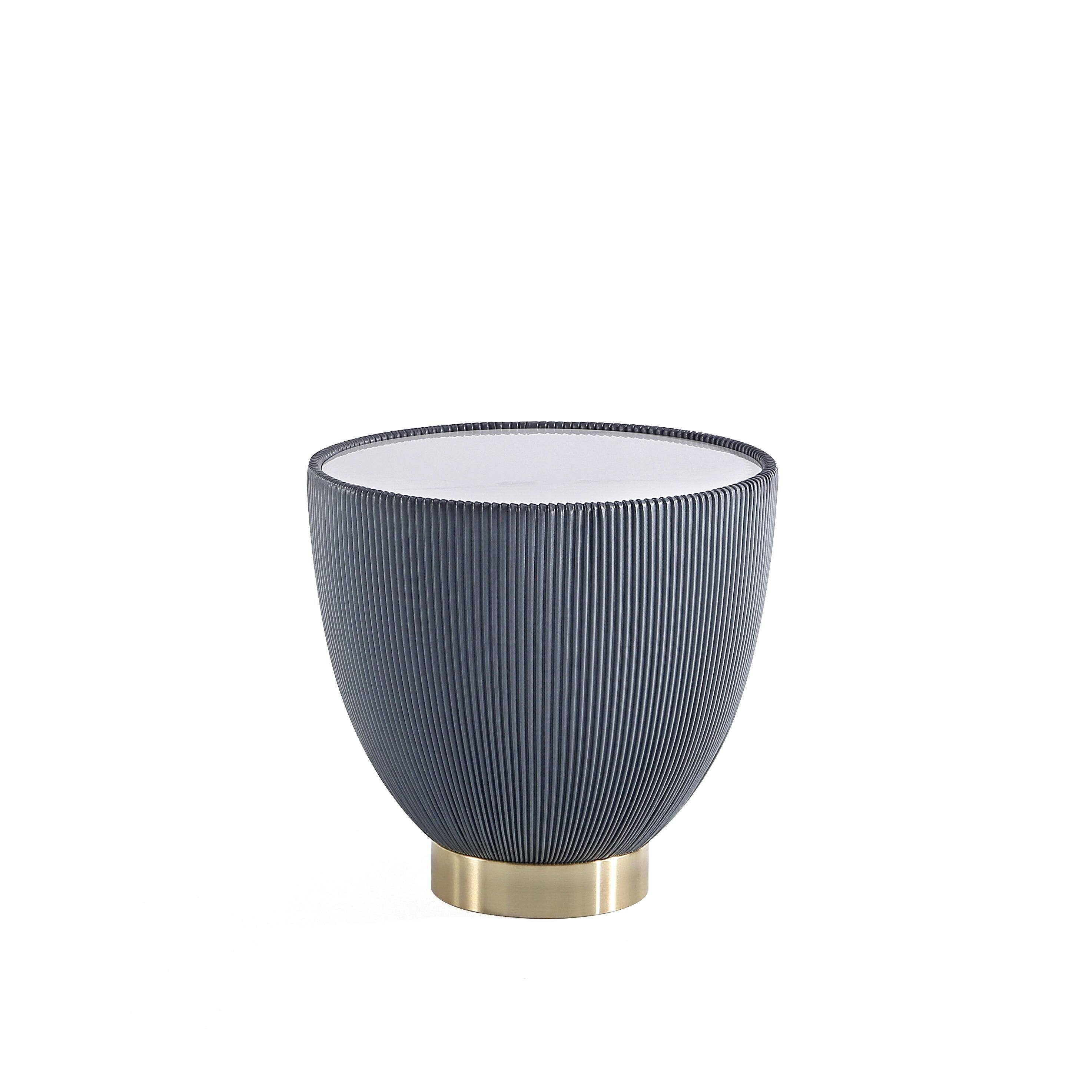 Front. Manhattan Comfort - Anderson Modern Sintered Stone Top Upholstered End Table - Gray.