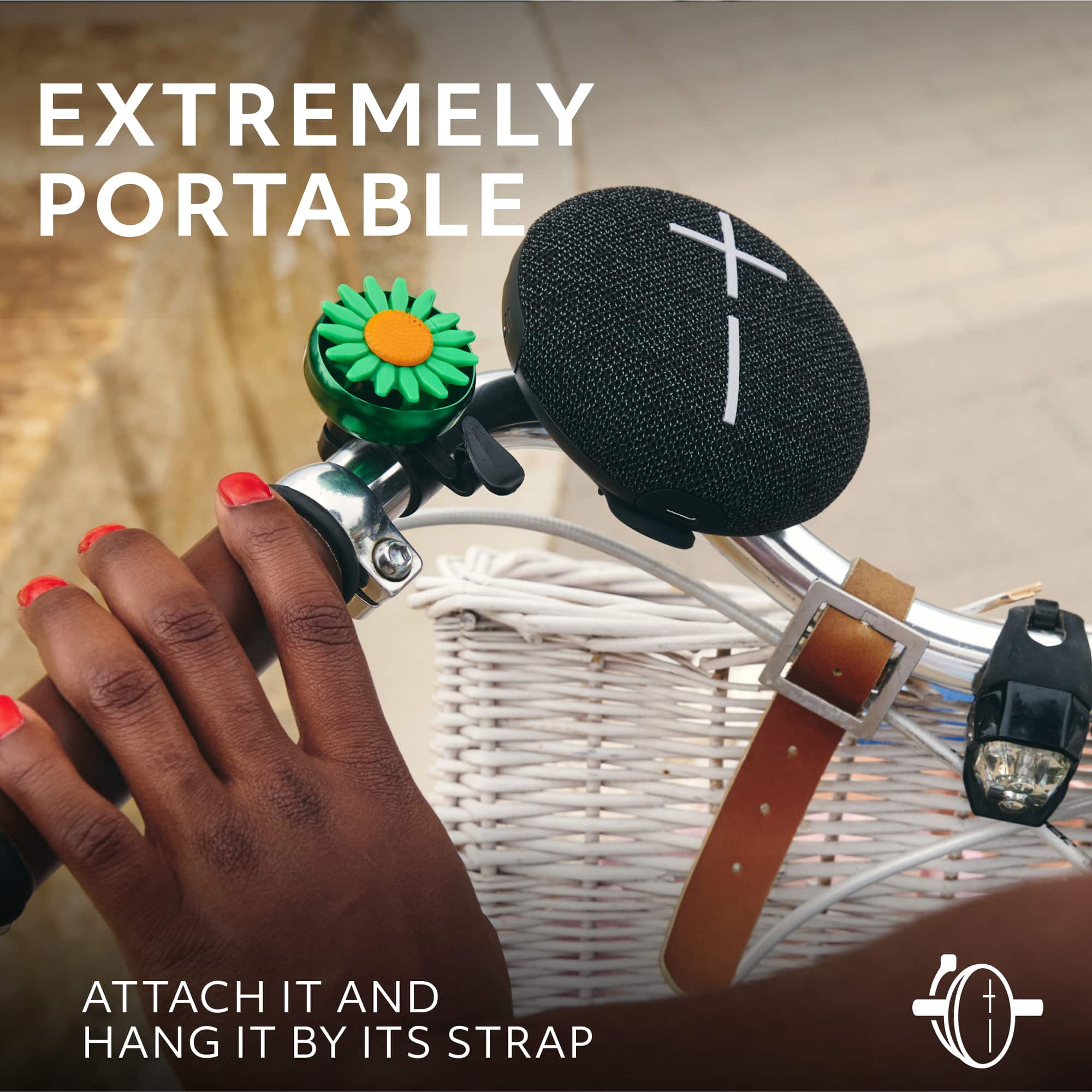 EXTREMELY PORTABLE ATTACH IT AND HANG IT BY ITS STRAP