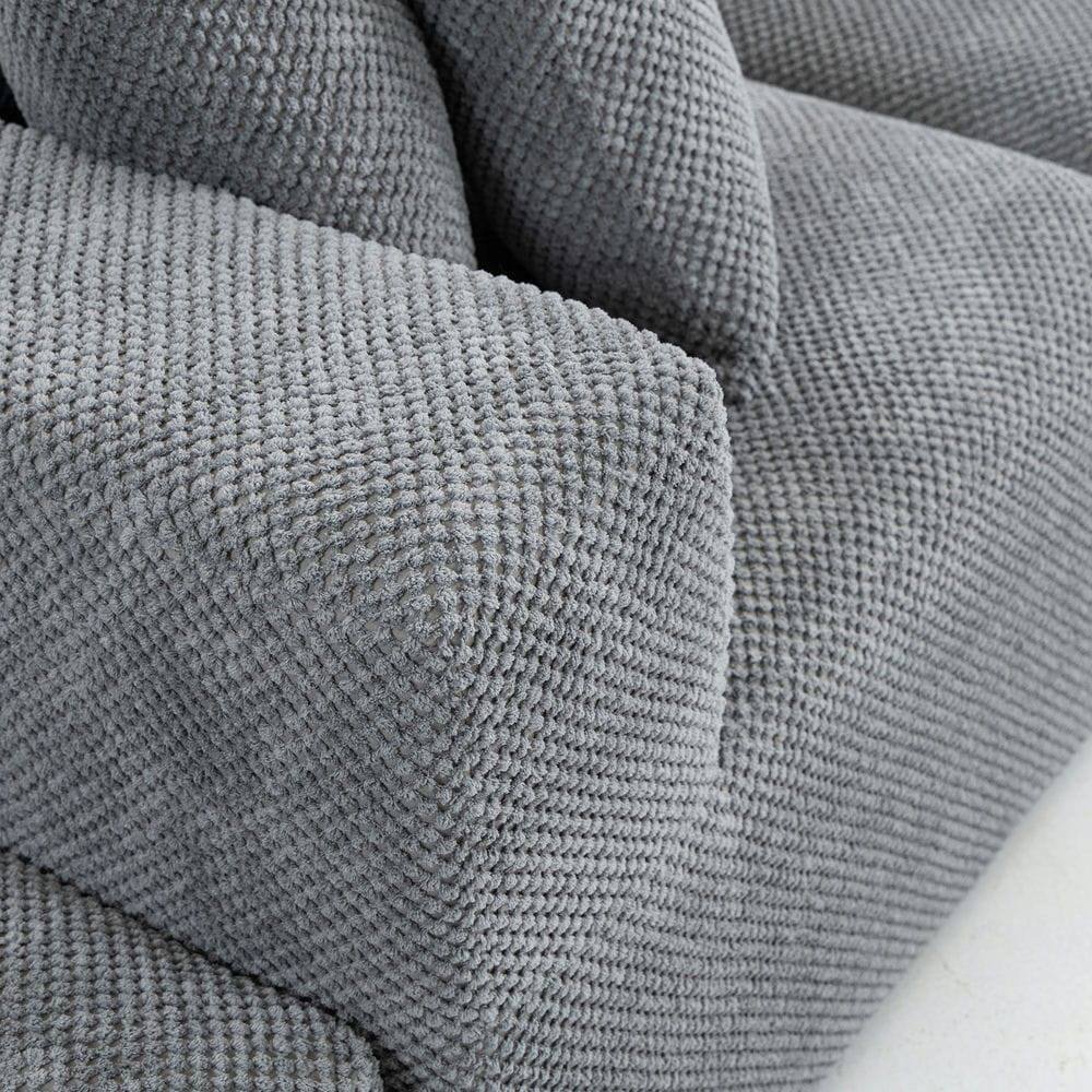 Alt View 4. Resenkos - Modular 3-Seat Sectional Sofa, All-Foam Deep Seat Chenille, Low Profile - Gray.