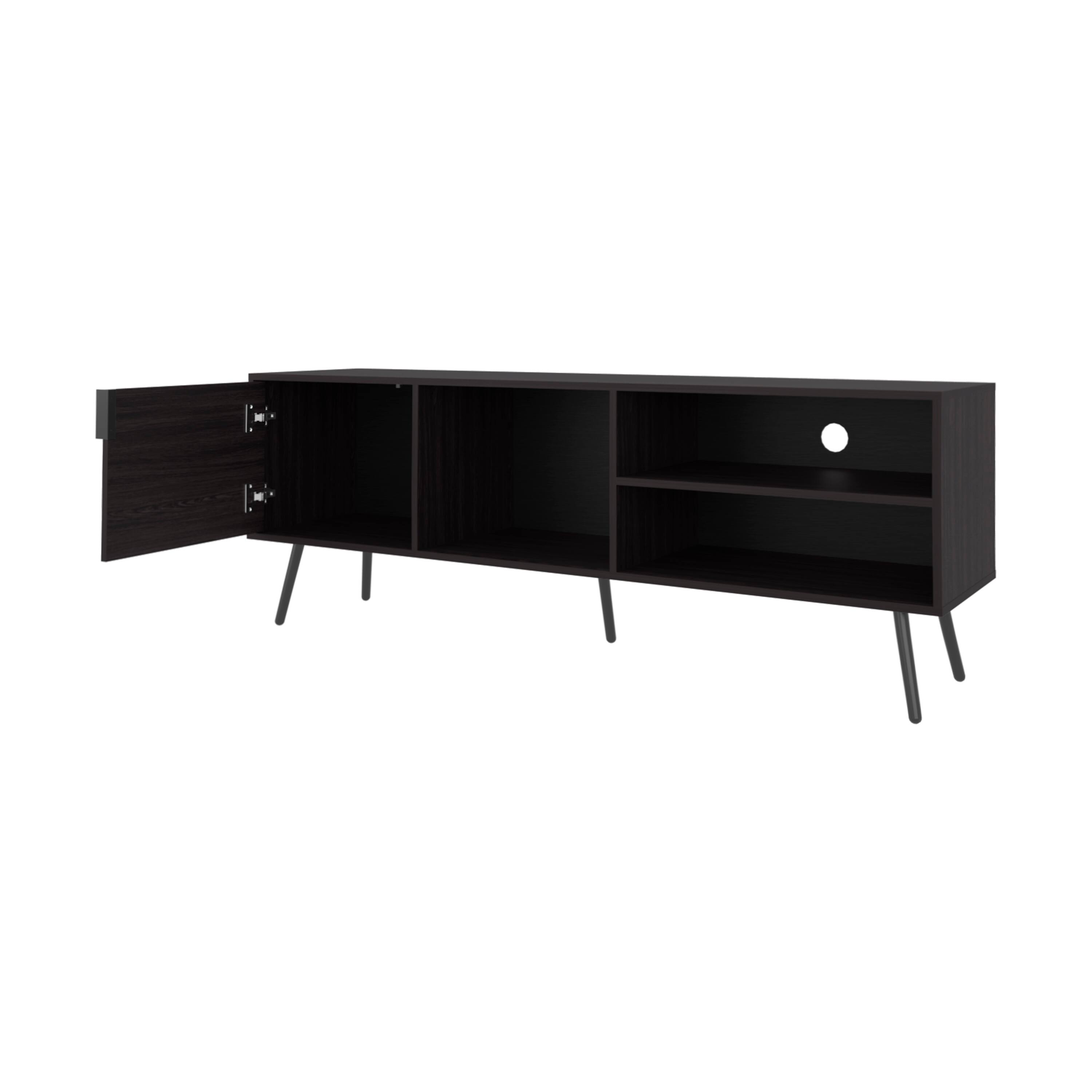 Alt View 2. APRILSOUL - Mescal Tv Stand Multistorage with a Door and Open Storage Wengue - Wenge.