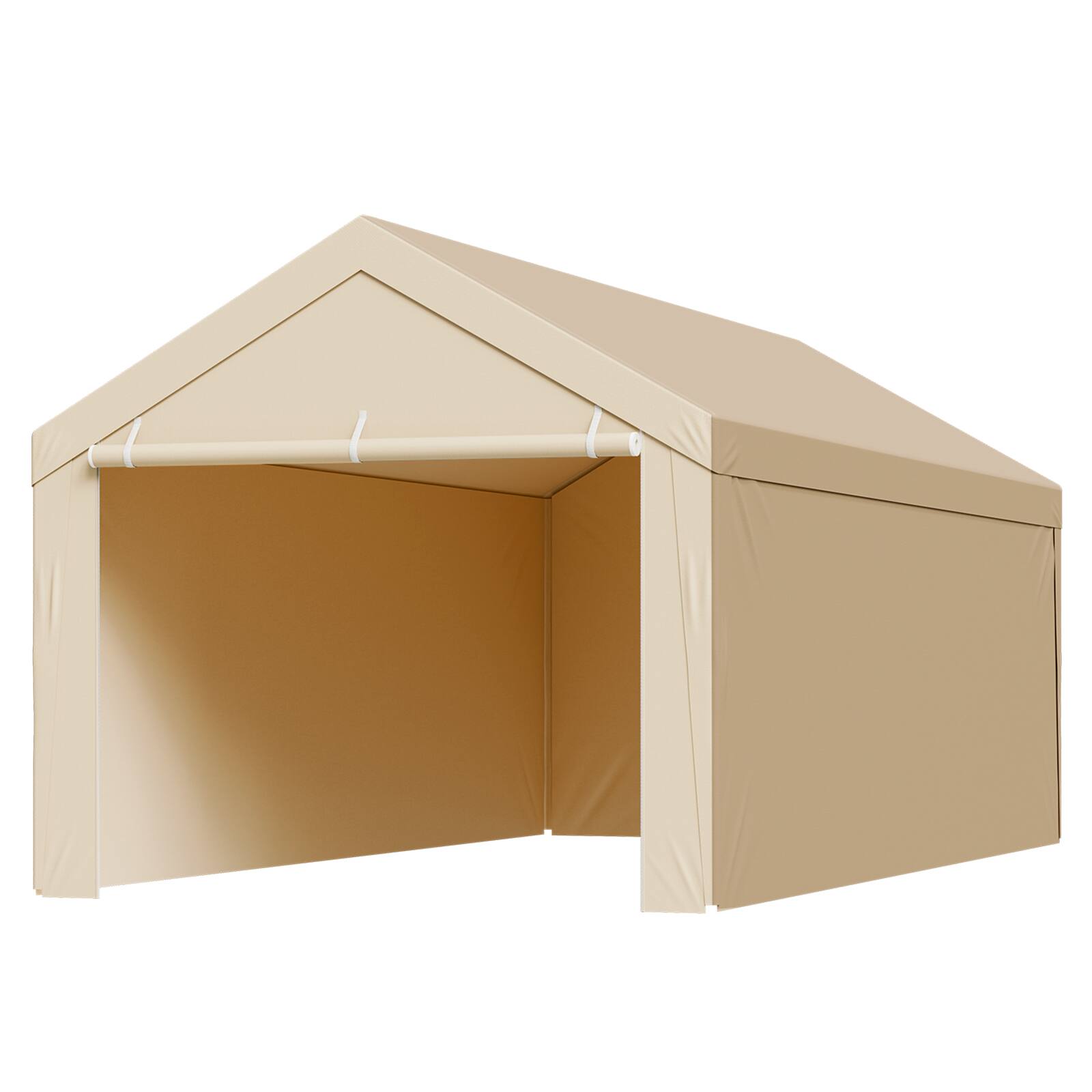 Alt View 5. VEVOR - Carport Replacement Canopy, 10 x 20 ft Potable Garage Tent Top Tarp with Sidewalls, UV-Resistant & Waterproof - Beige.