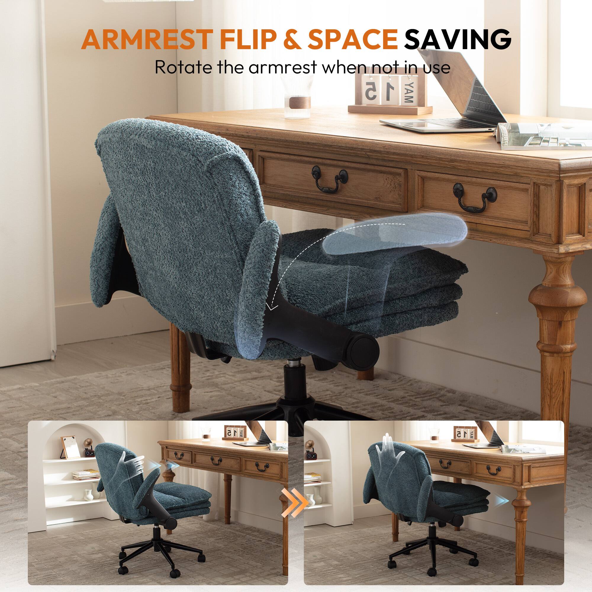ARMREST FLIP & SPACE SAVING  
Rotate the armrest when not in use