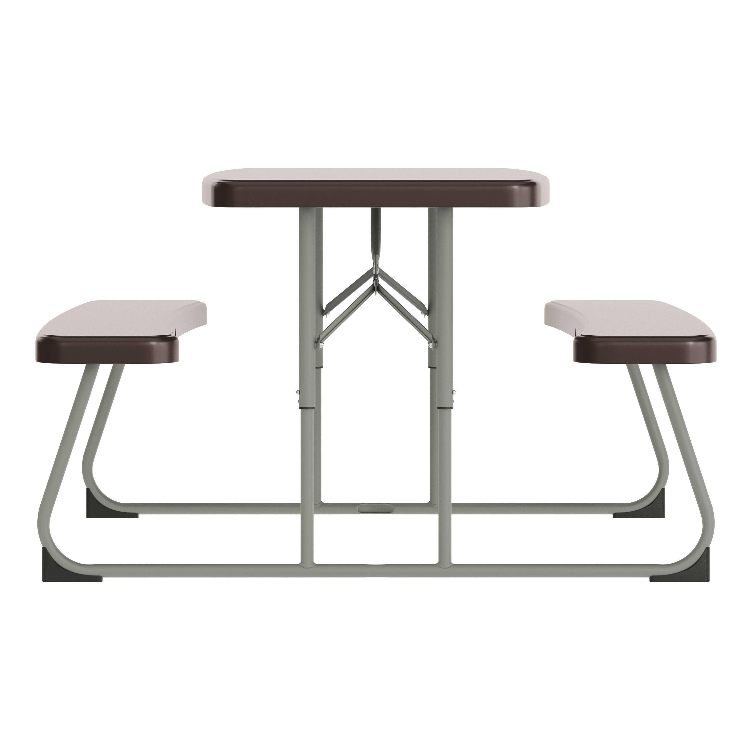 Left. Flash Furniture - Paige Easy-Fold Brown Folding Plastic Kids Outdoor Picnic Table and Benches - Commercial Grade - Seating for 4 Kids - Brown.