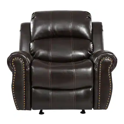 Front. APRILSOUL - Wide Faux Leather Manual Glider Standard Recliner - Gray.