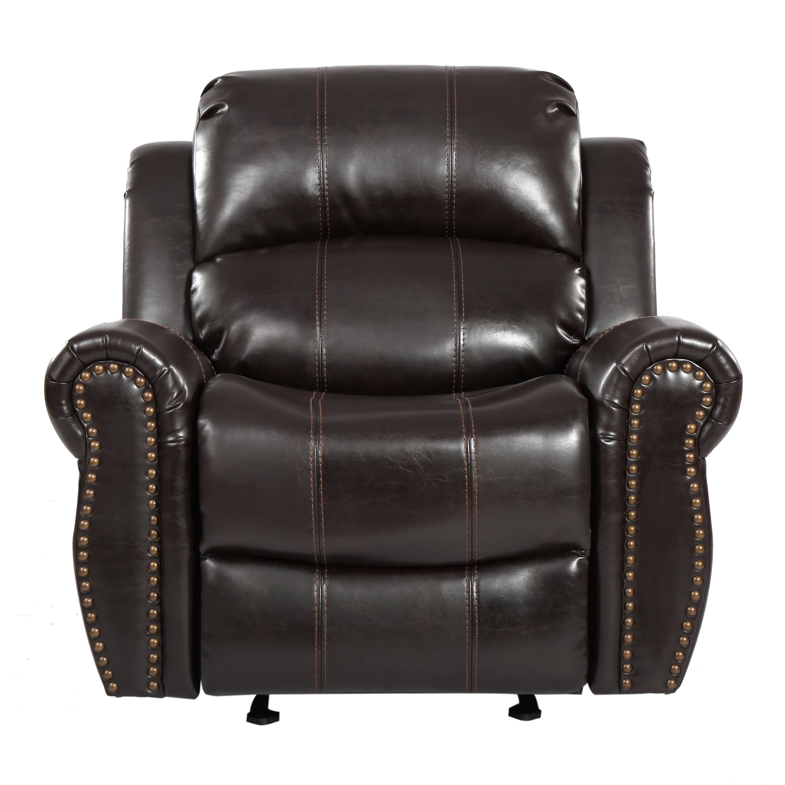 Front. APRILSOUL - Wide Faux Leather Manual Glider Standard Recliner - Gray.