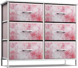 Sorbus - Dresser with 6 Drawers, Furniture Storage Tower Unit for Bedroom, Hallway, Closet Wood Top Fabric Drawers Chest - Tie dye Pink