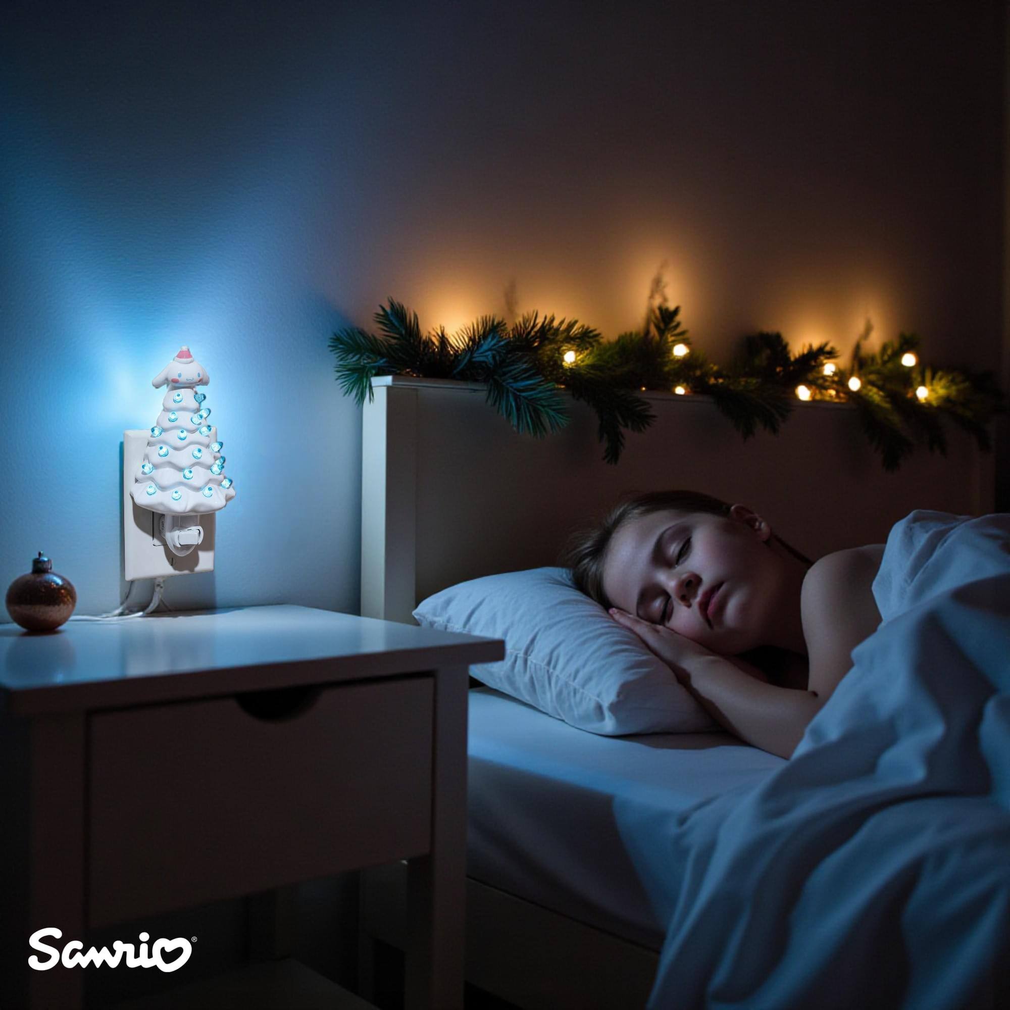 Alt View 4. Ukonic - Sanrio Cinnamoroll 6-Inch Ceramic Christmas Tree Plug-In Nightlight - White.