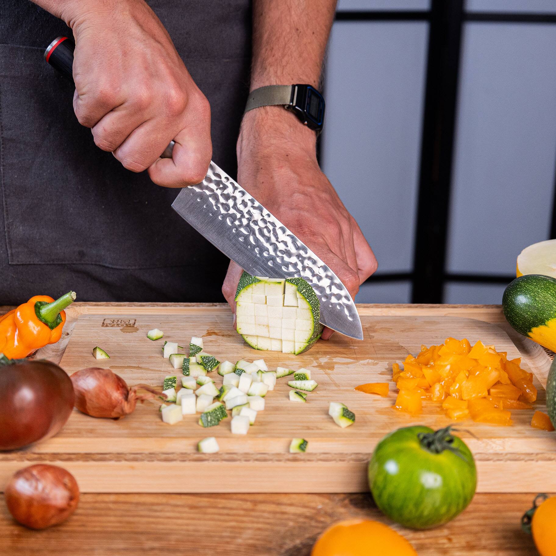 Alt View 1. KOTAI - Santoku 7-inch Multi-Purpose Kitchen Knife | PAKKA Collection.