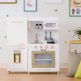 Teamson Kids - Little Chef Mayfair Classic Kids Kitchen Playset, White/Gold